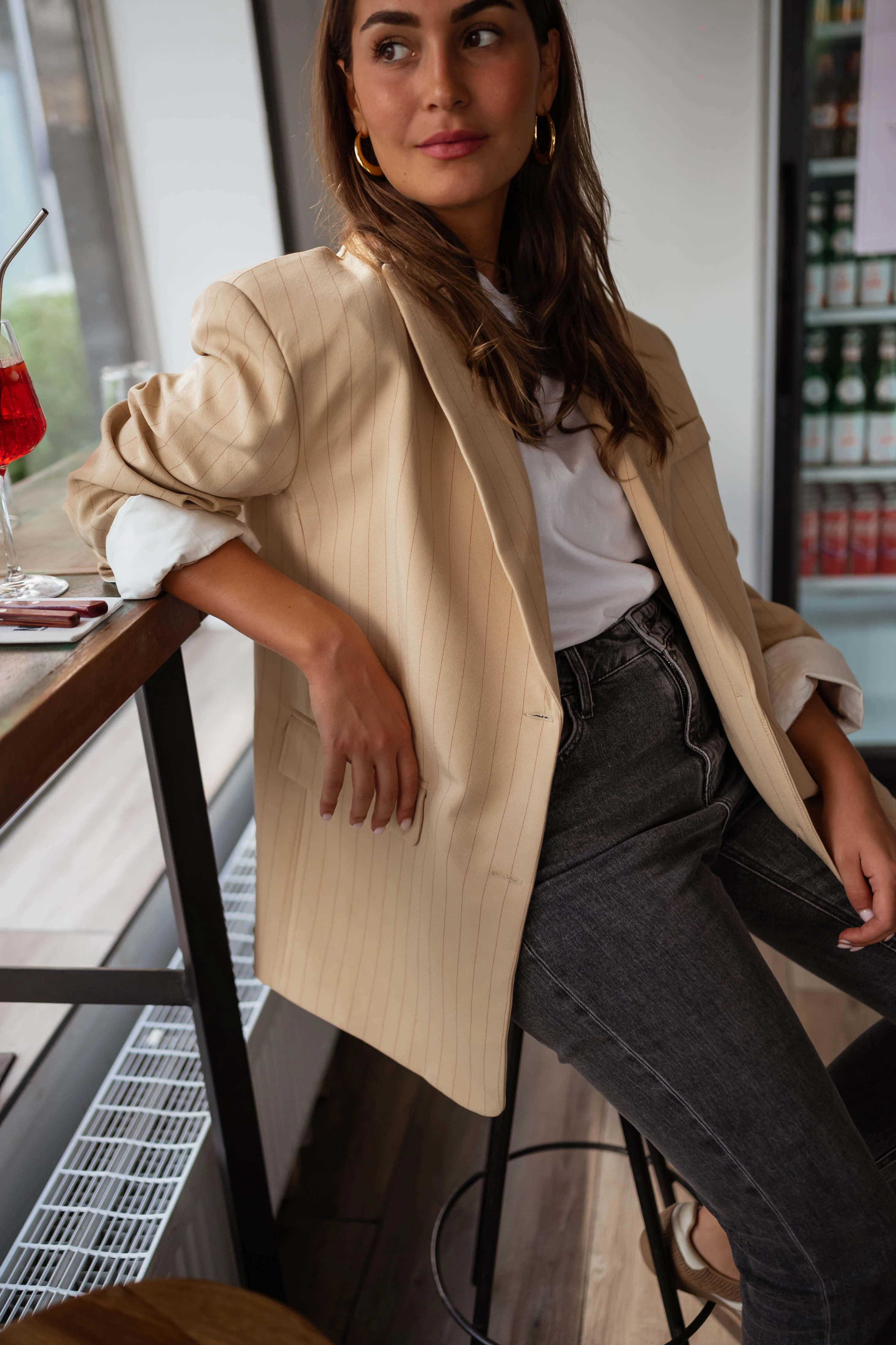 Beige Striped Gaspard Blazer - Image 11
