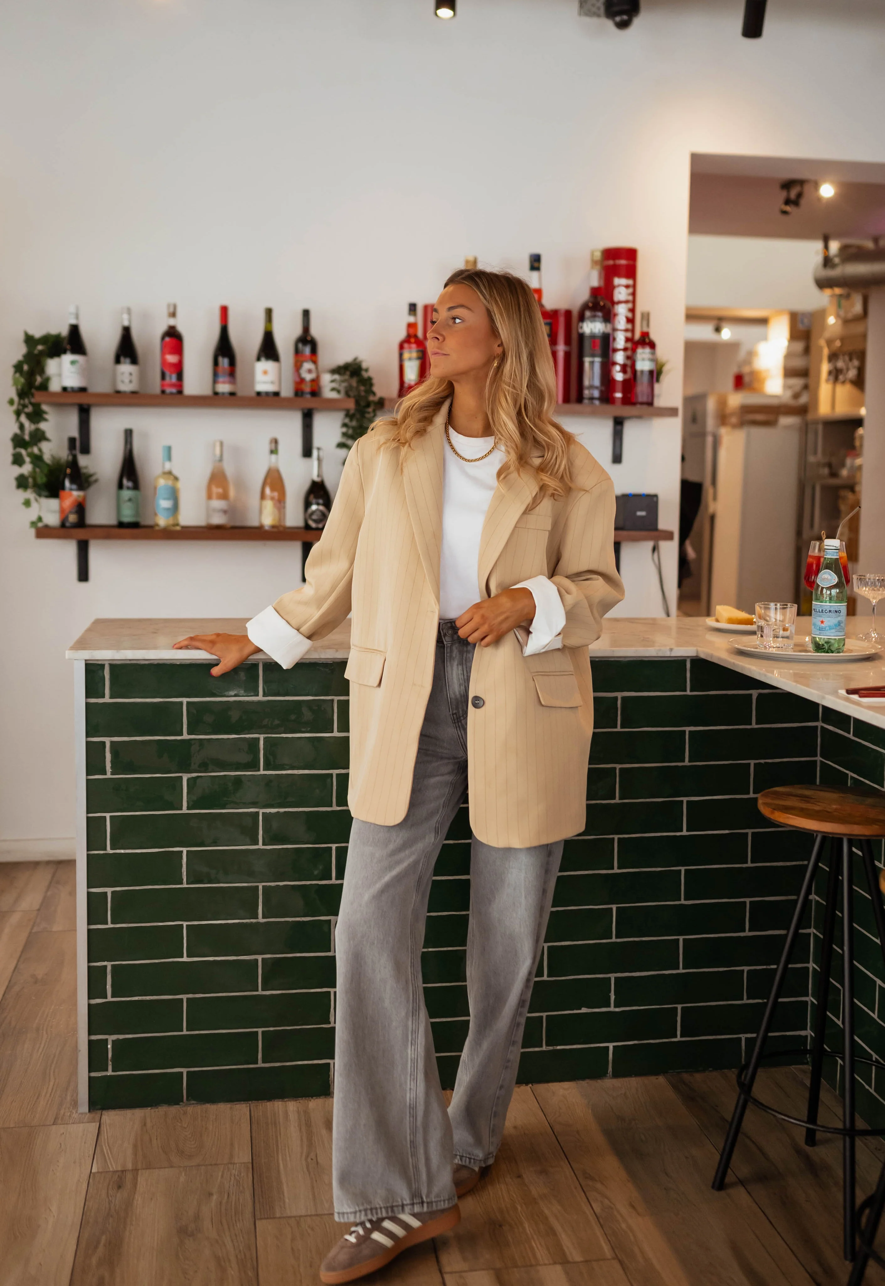 Beige Striped Gaspard Blazer - Image 14