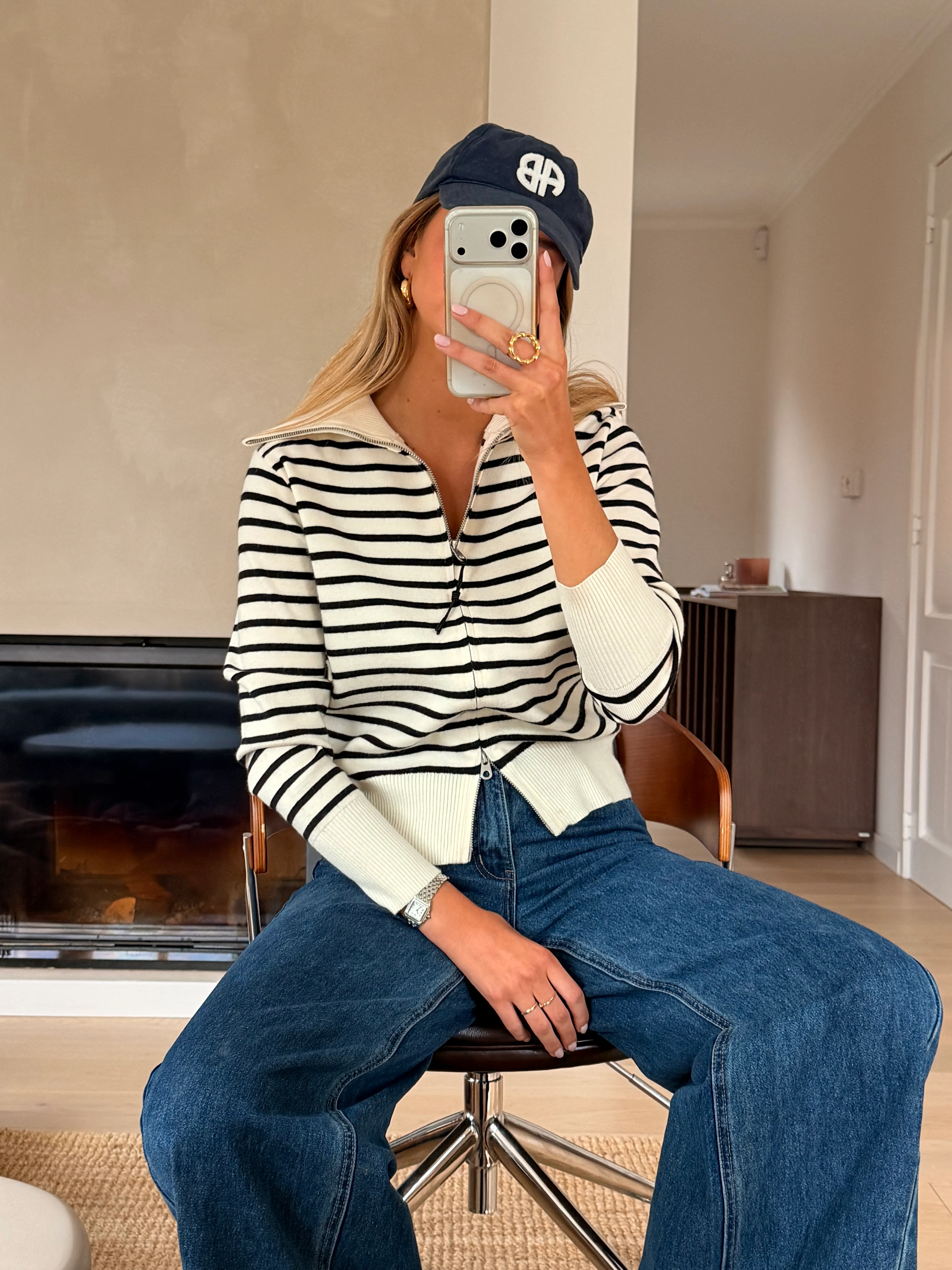 Black and Ecru Striped Olivia Cardigan - Image 12