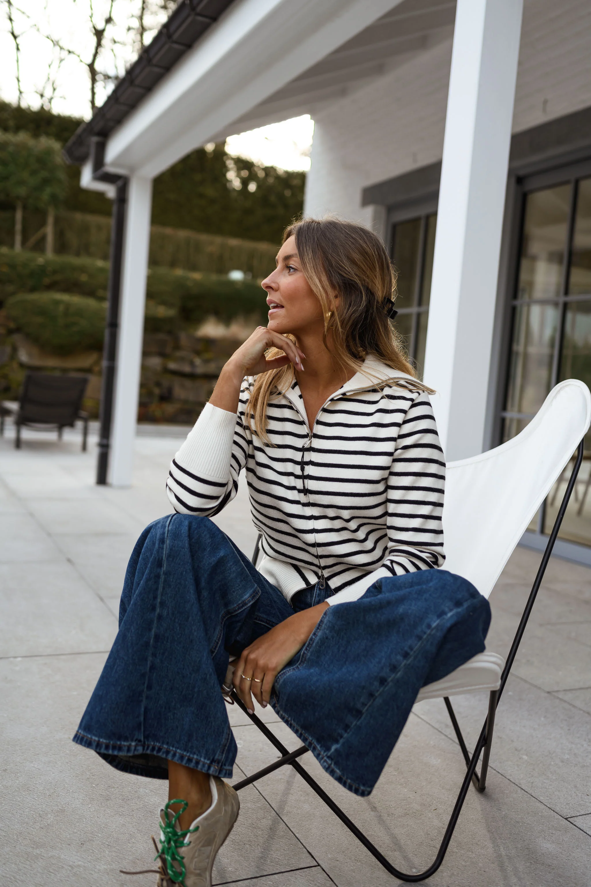 Black and Ecru Striped Olivia Cardigan - Image 5