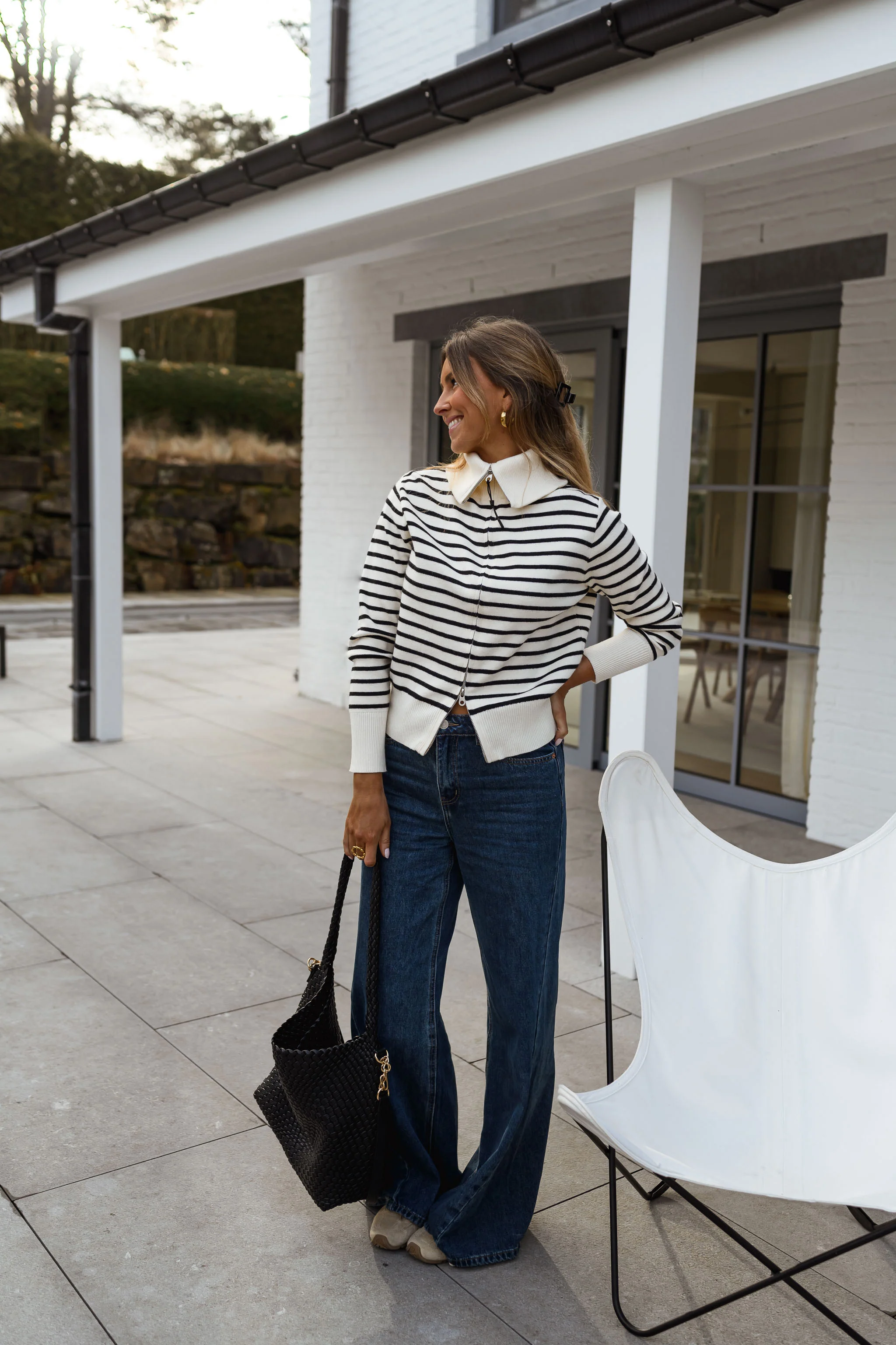 Black and Ecru Striped Olivia Cardigan - Image 7