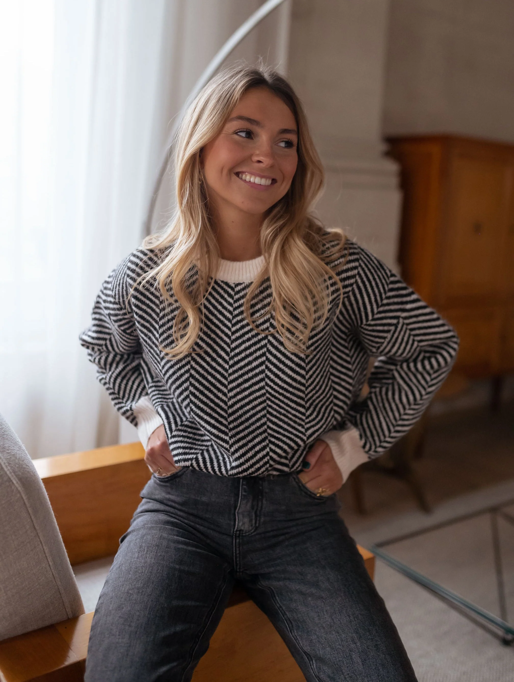 Black & Ecru Barry Sweater - Image 8
