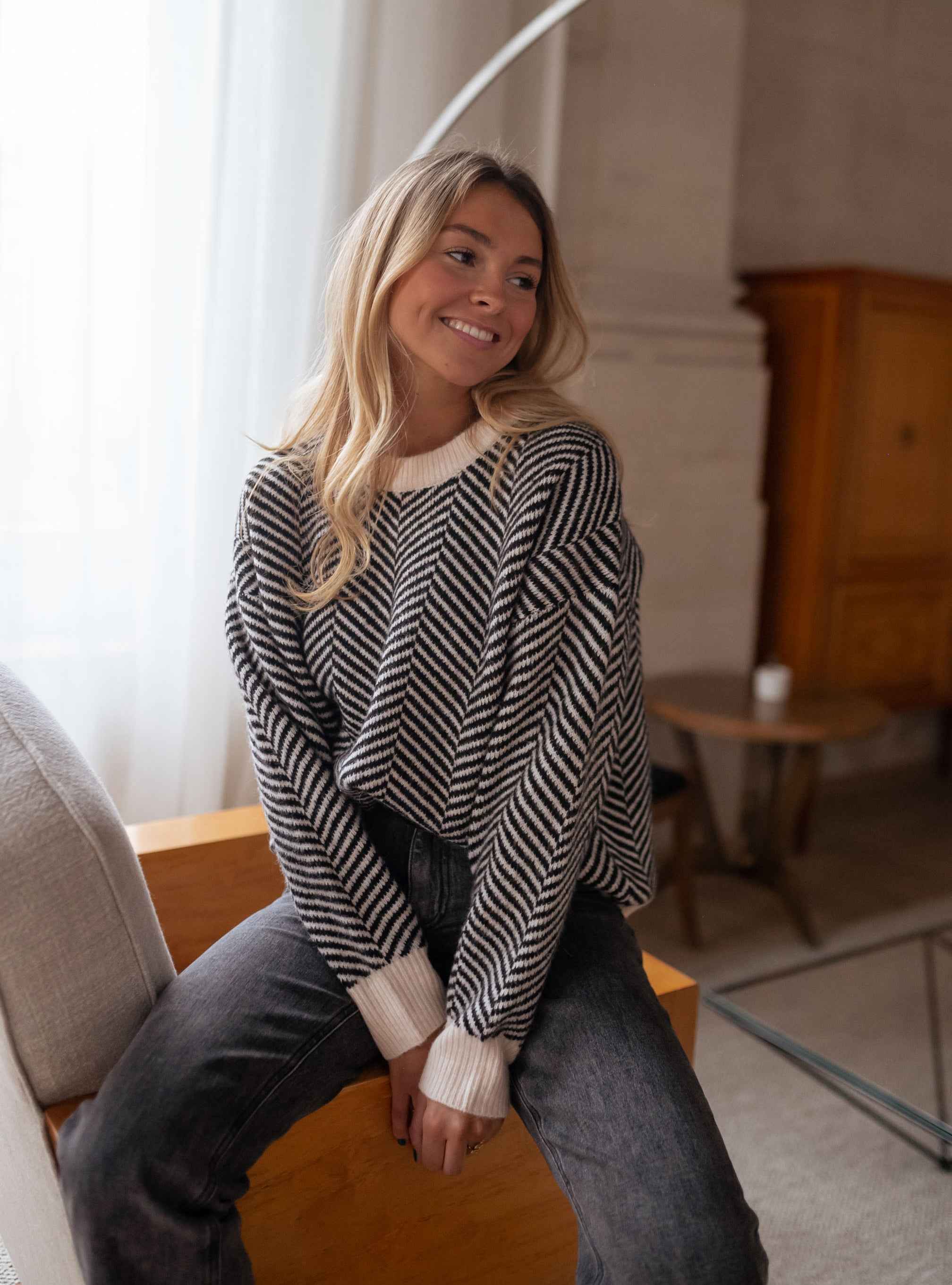 Black & Ecru Barry Sweater - Image 9