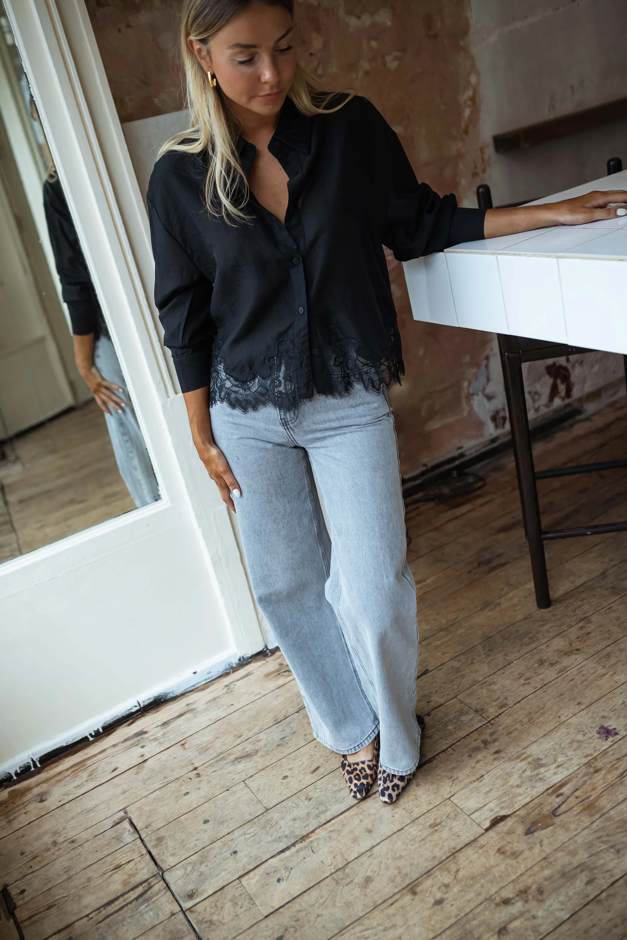 Black Ivan Lace Shirt - Image 6