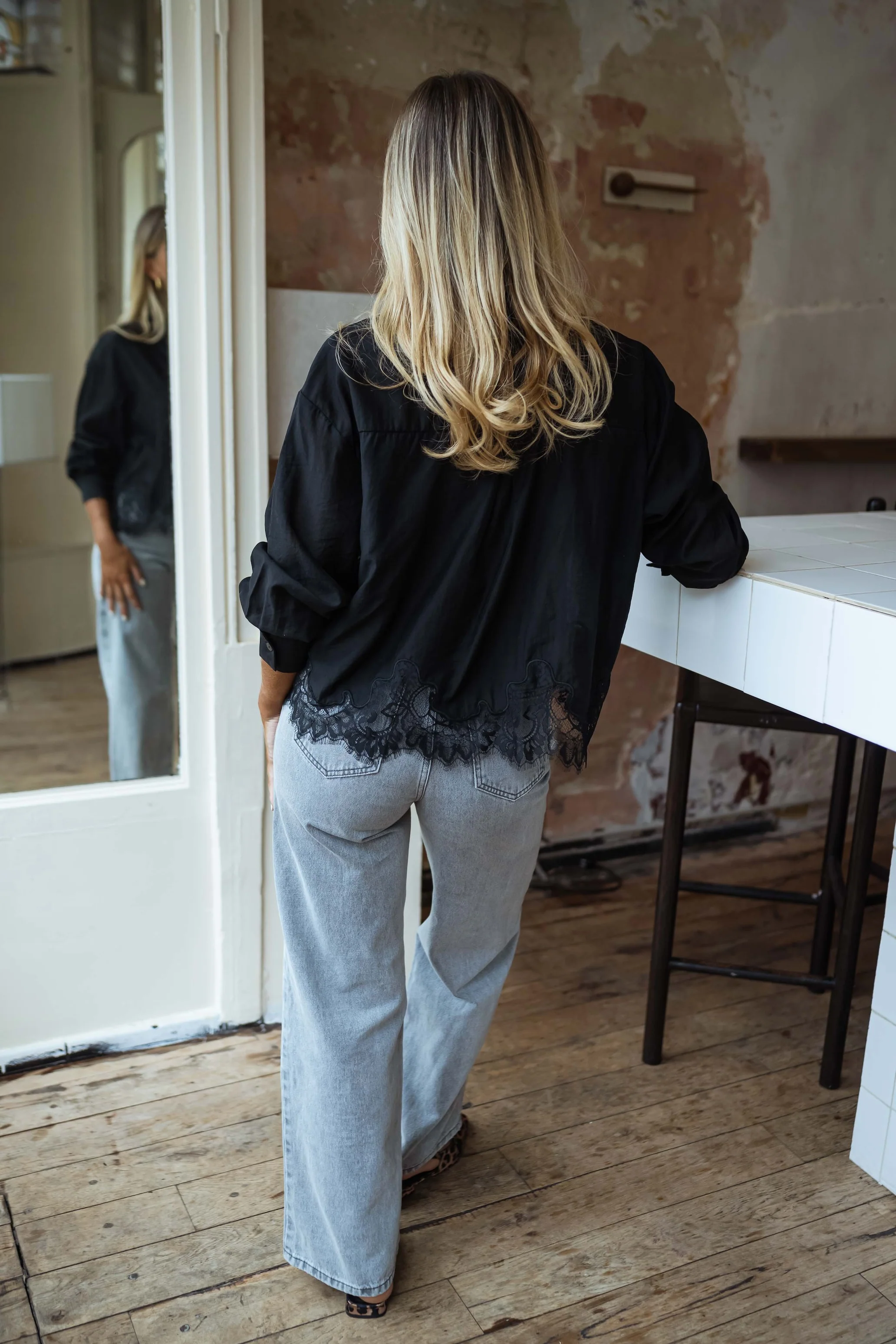 Black Ivan Lace Shirt - Image 7