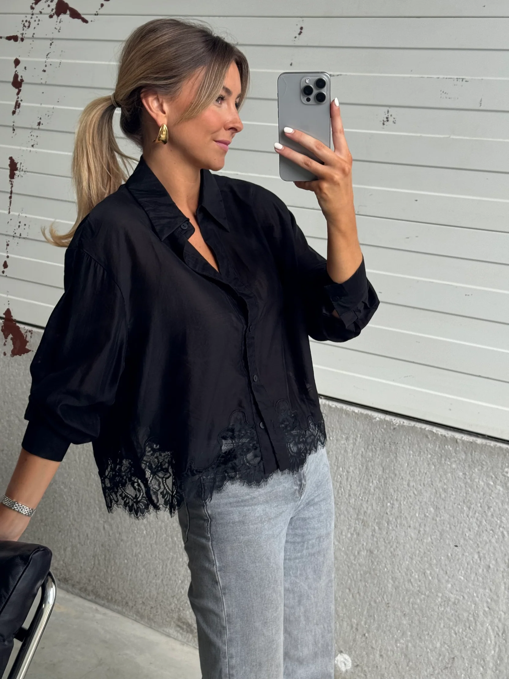 Black Ivan Lace Shirt - Image 8
