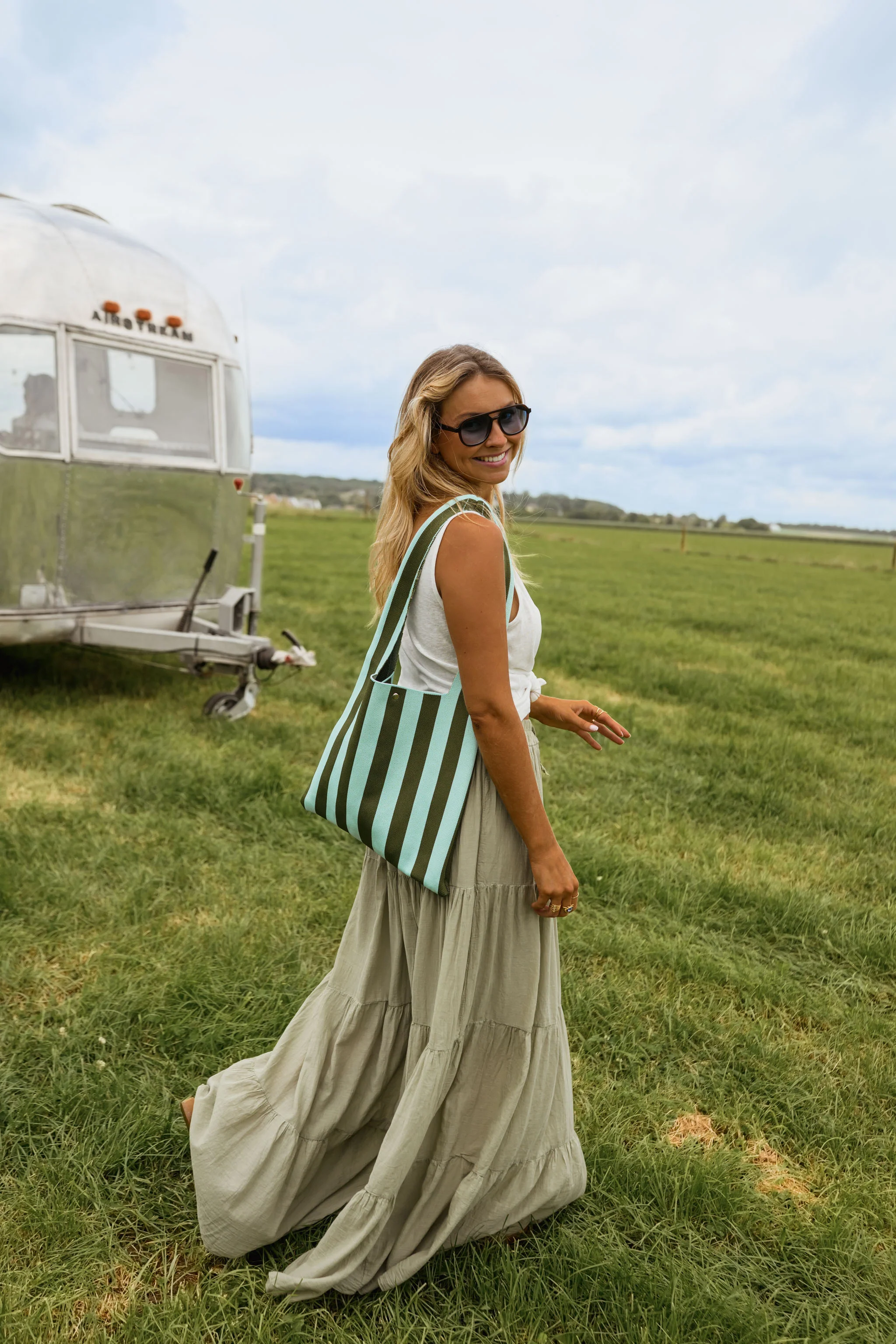 Blue With Khaki Stripes Mael Bag - Image 5