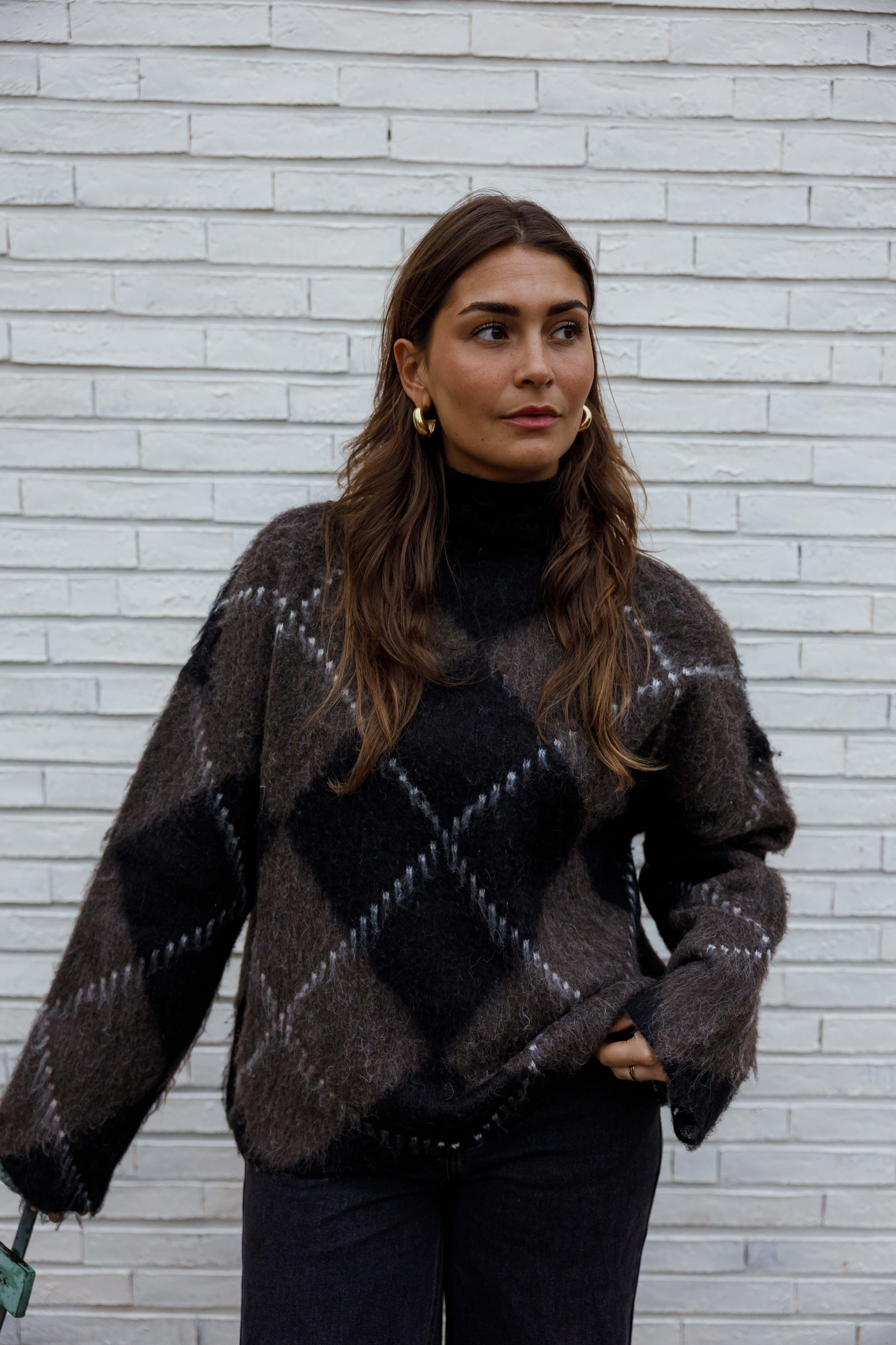 Brown and Black Checkered Felix Sweater - Image 8