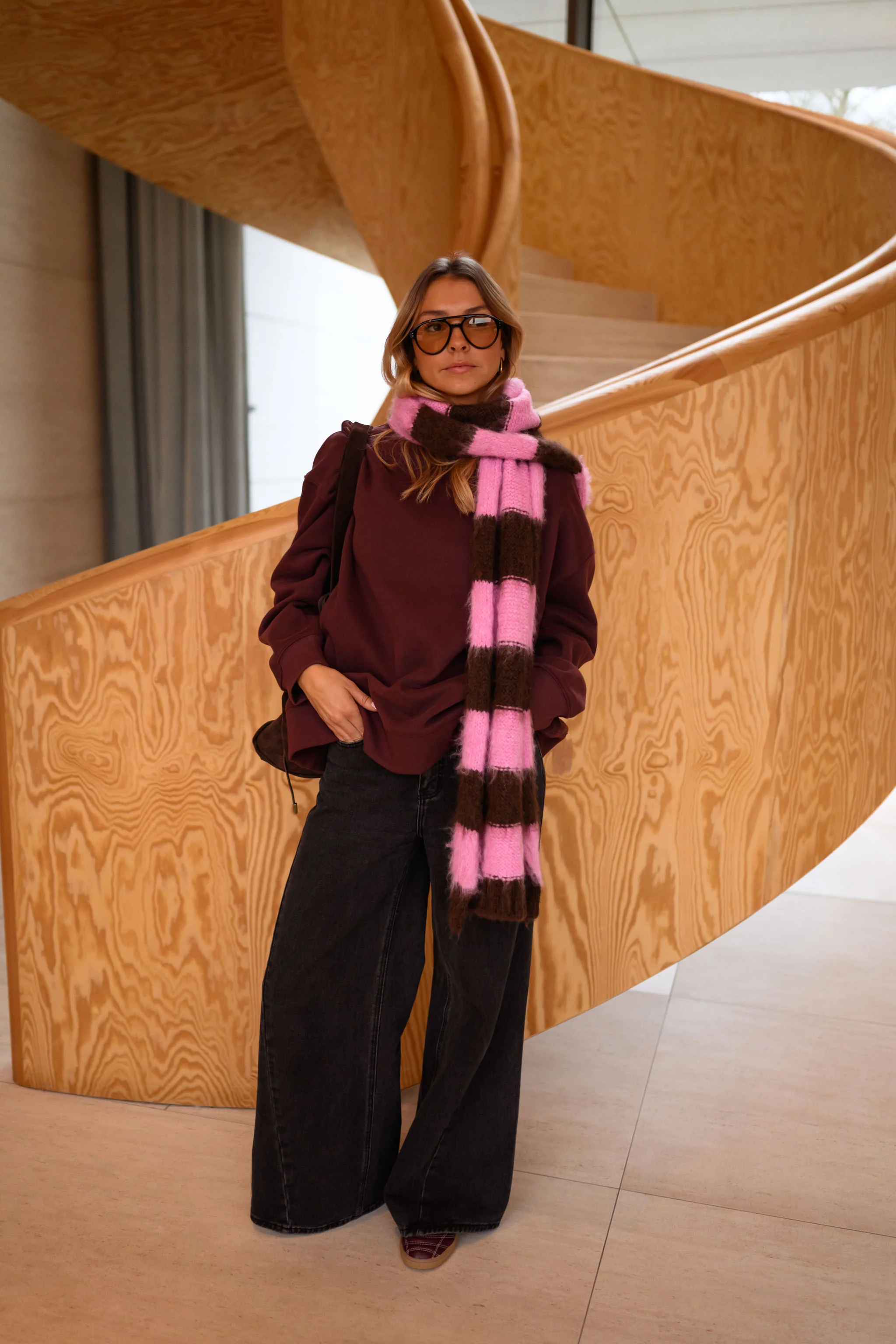 Brown and Pink Striped Stina Scarf - Image 8