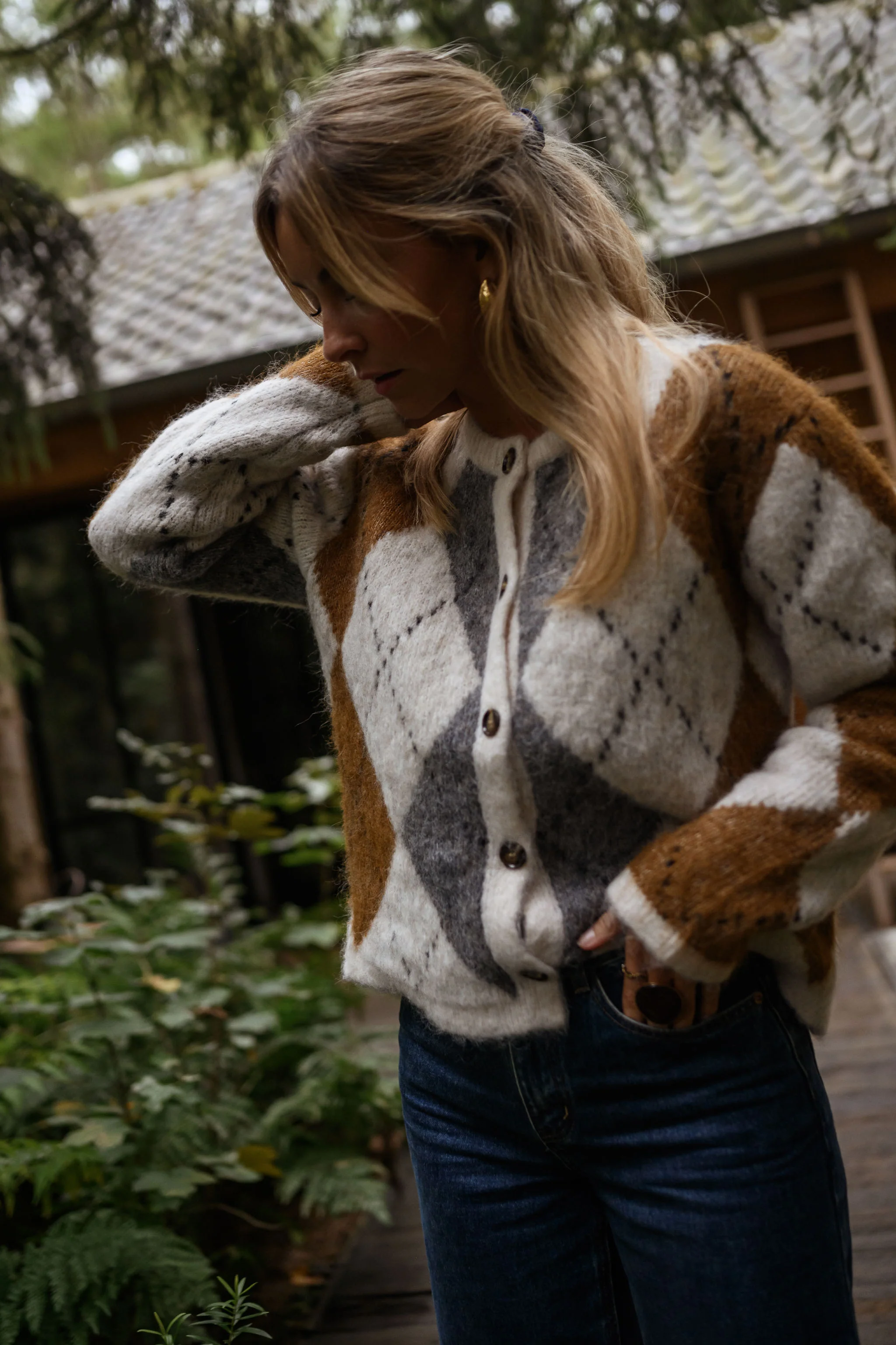 Brown Checkered Diaz Cardigan - Image 6
