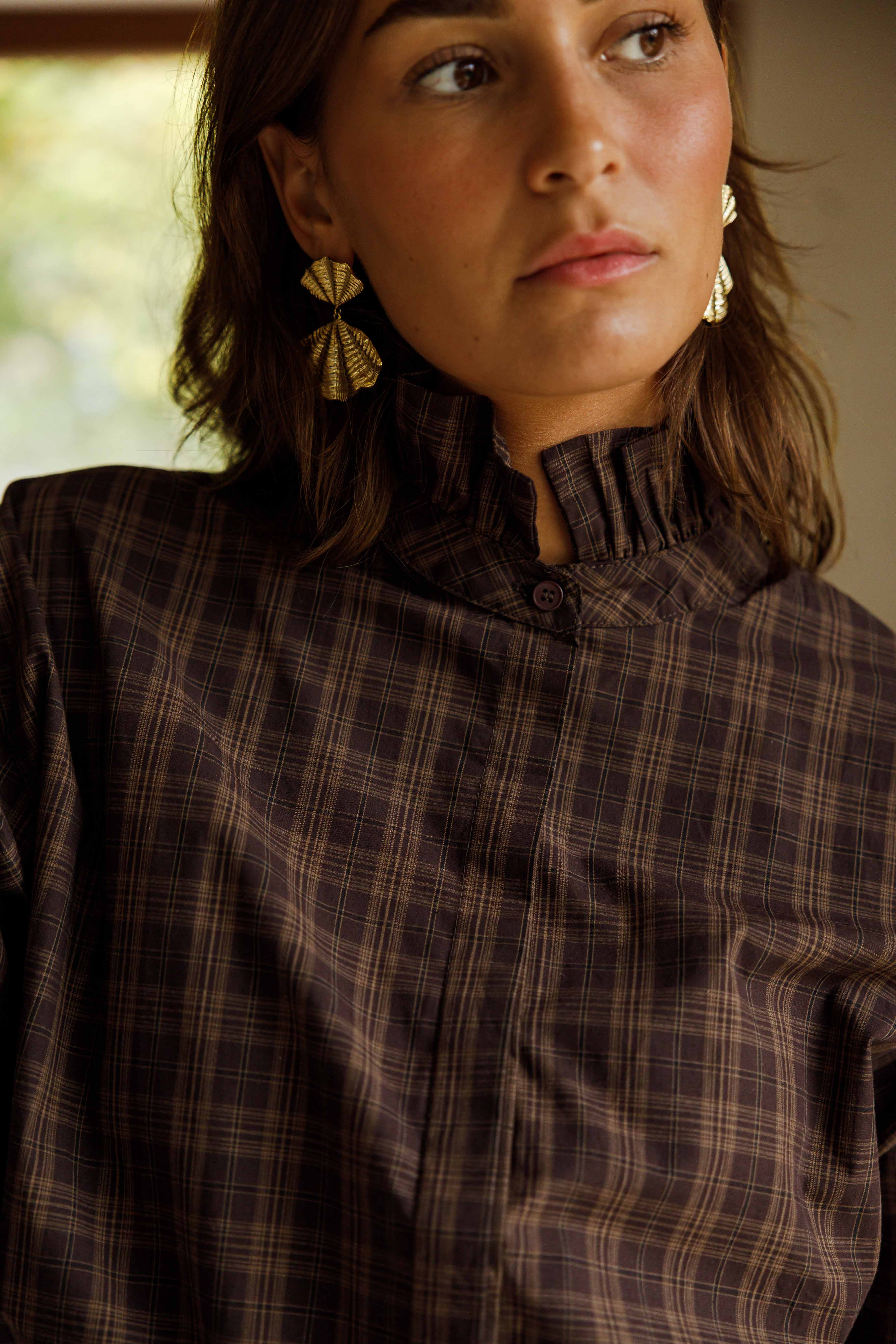 Brown Checkered Therese Shirt - Image 11