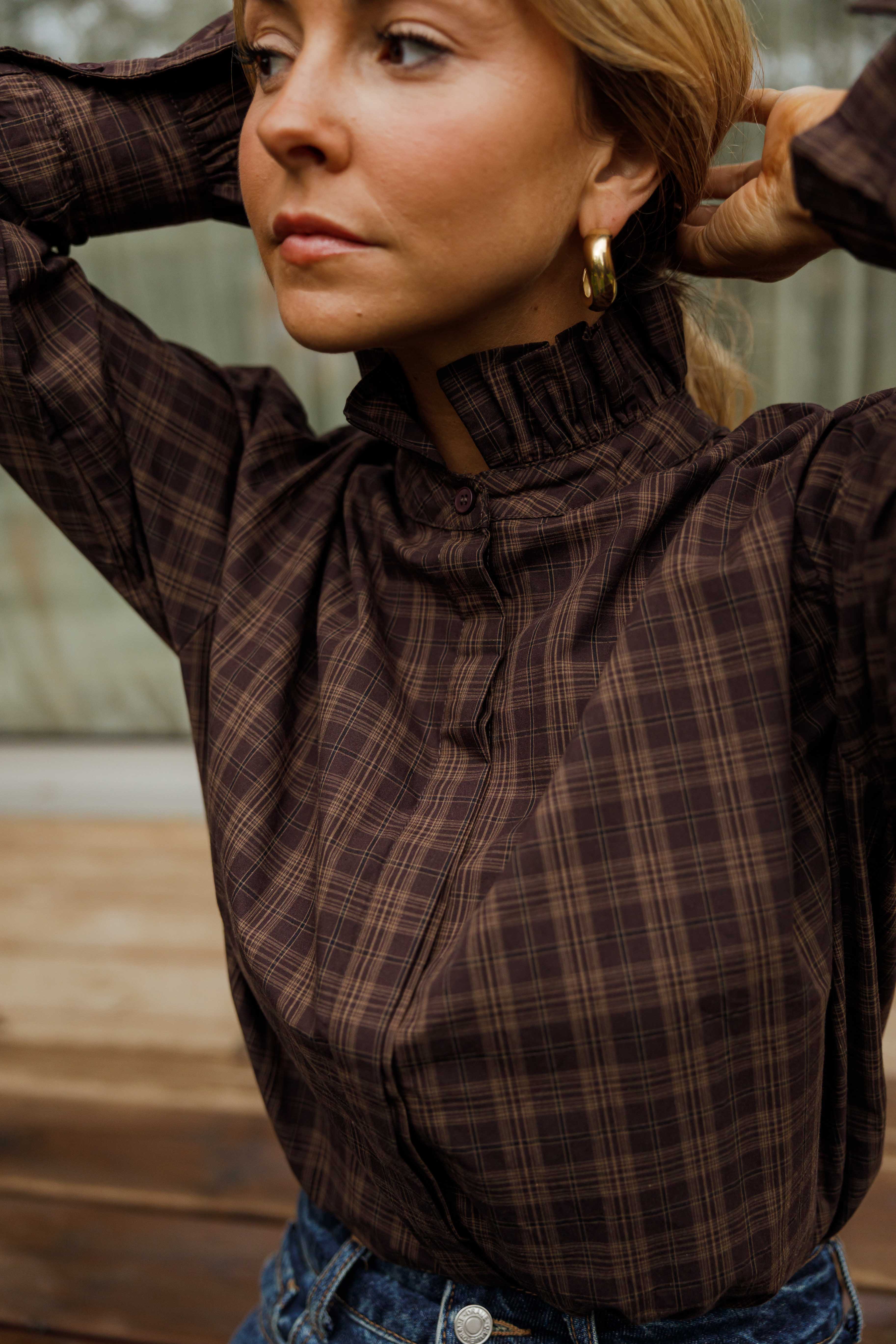 Brown Checkered Therese Shirt - Image 9
