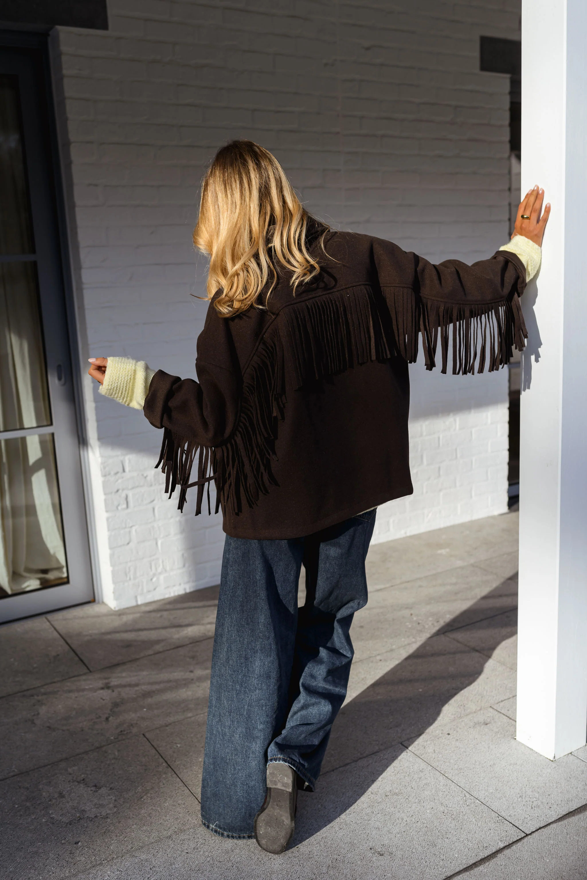 Brown Fringed Cassian Jacket - Image 2