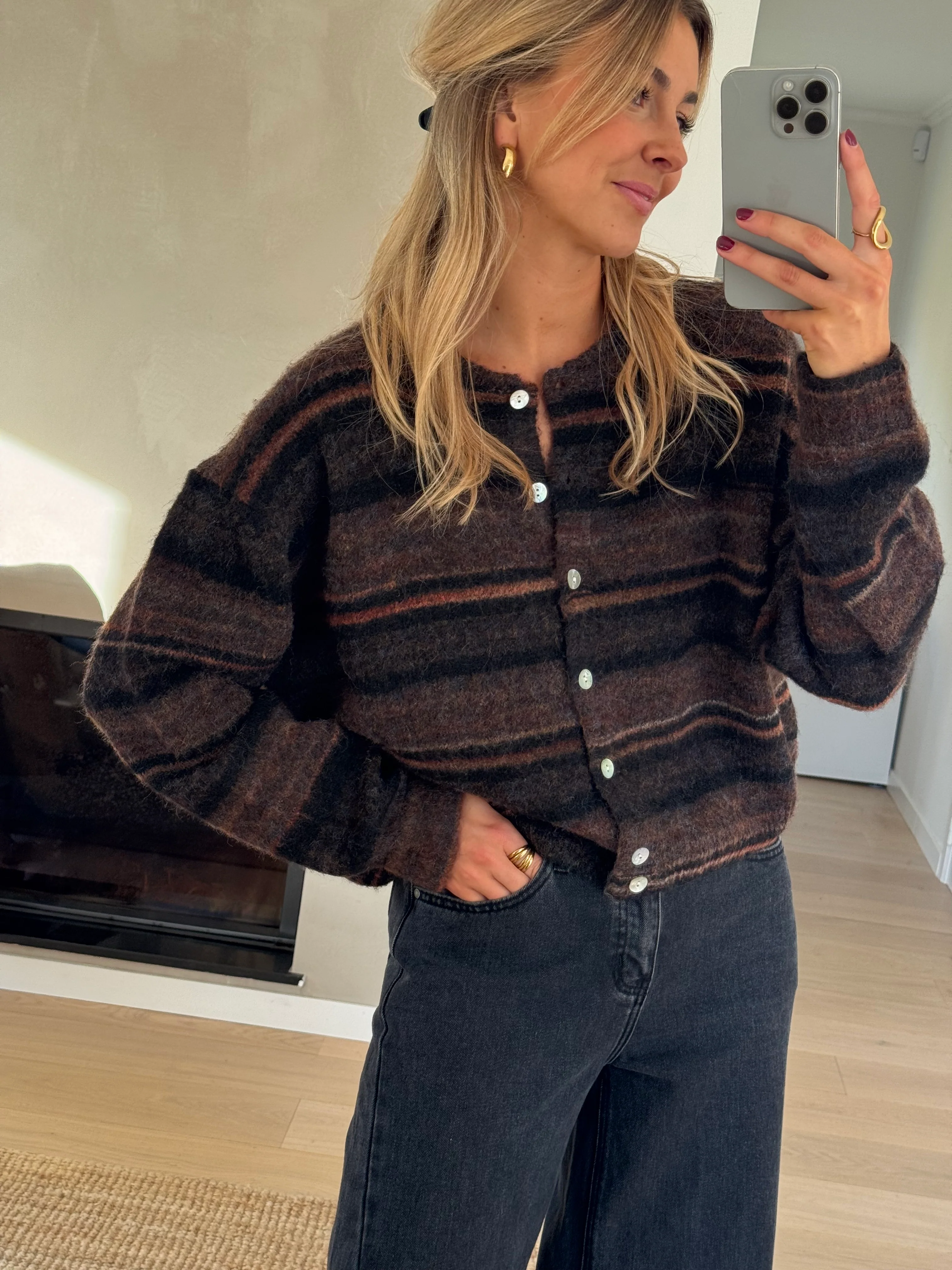 Brown Striped Audelia Cardigan - Image 8