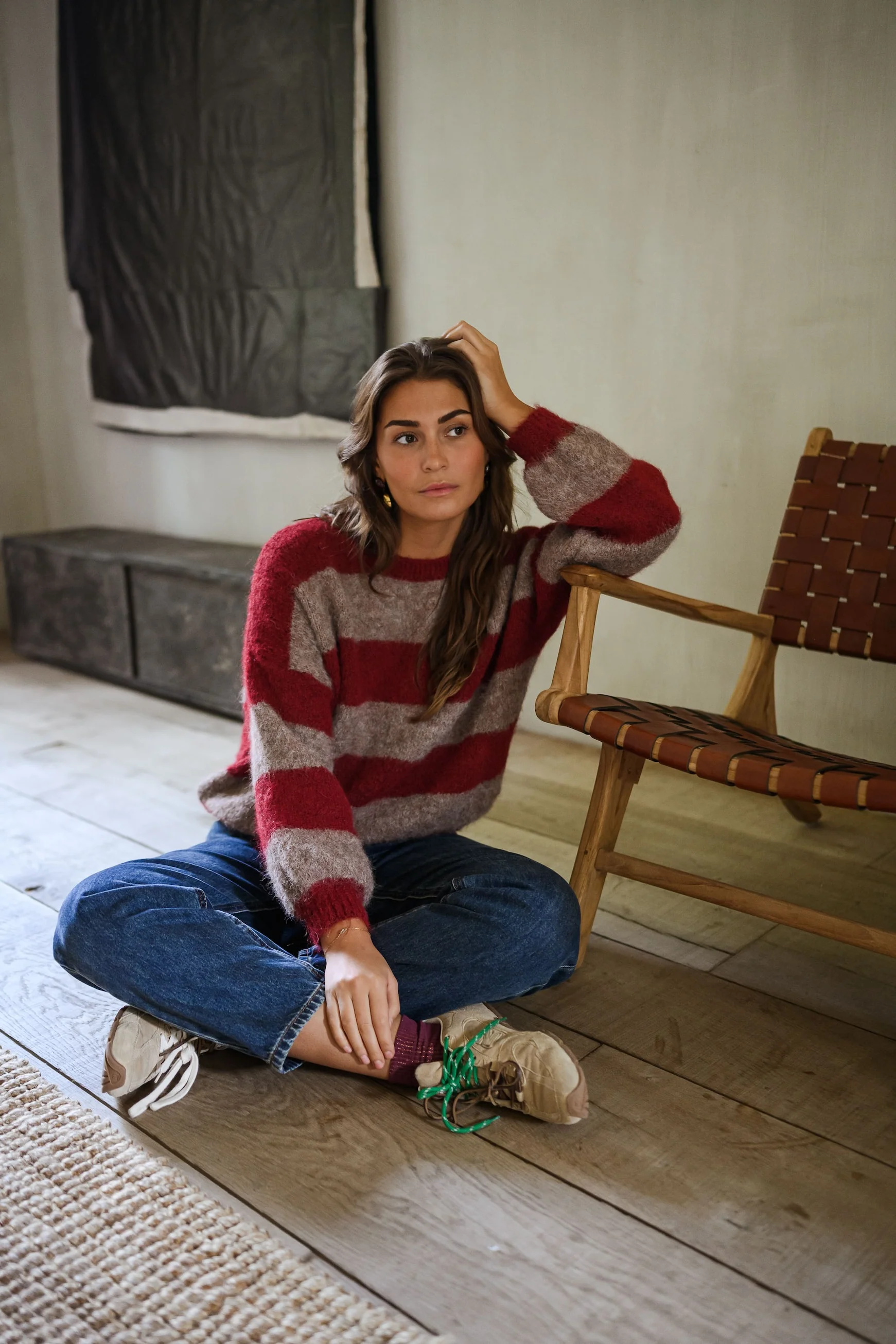 Burgundy and Brown Striped Ralphy Sweater - Image 5