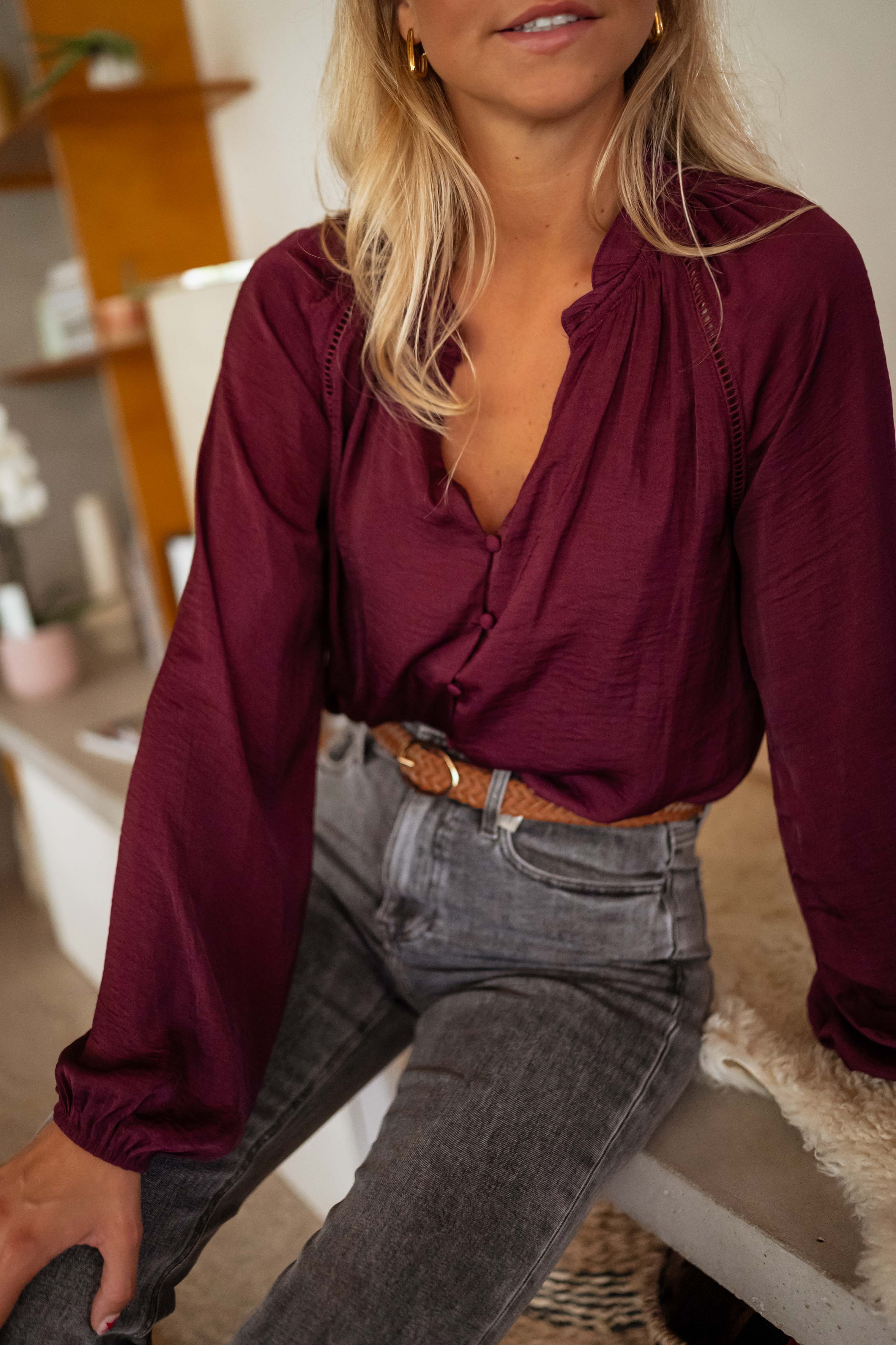 Burgundy Janelle Blouse - Image 2
