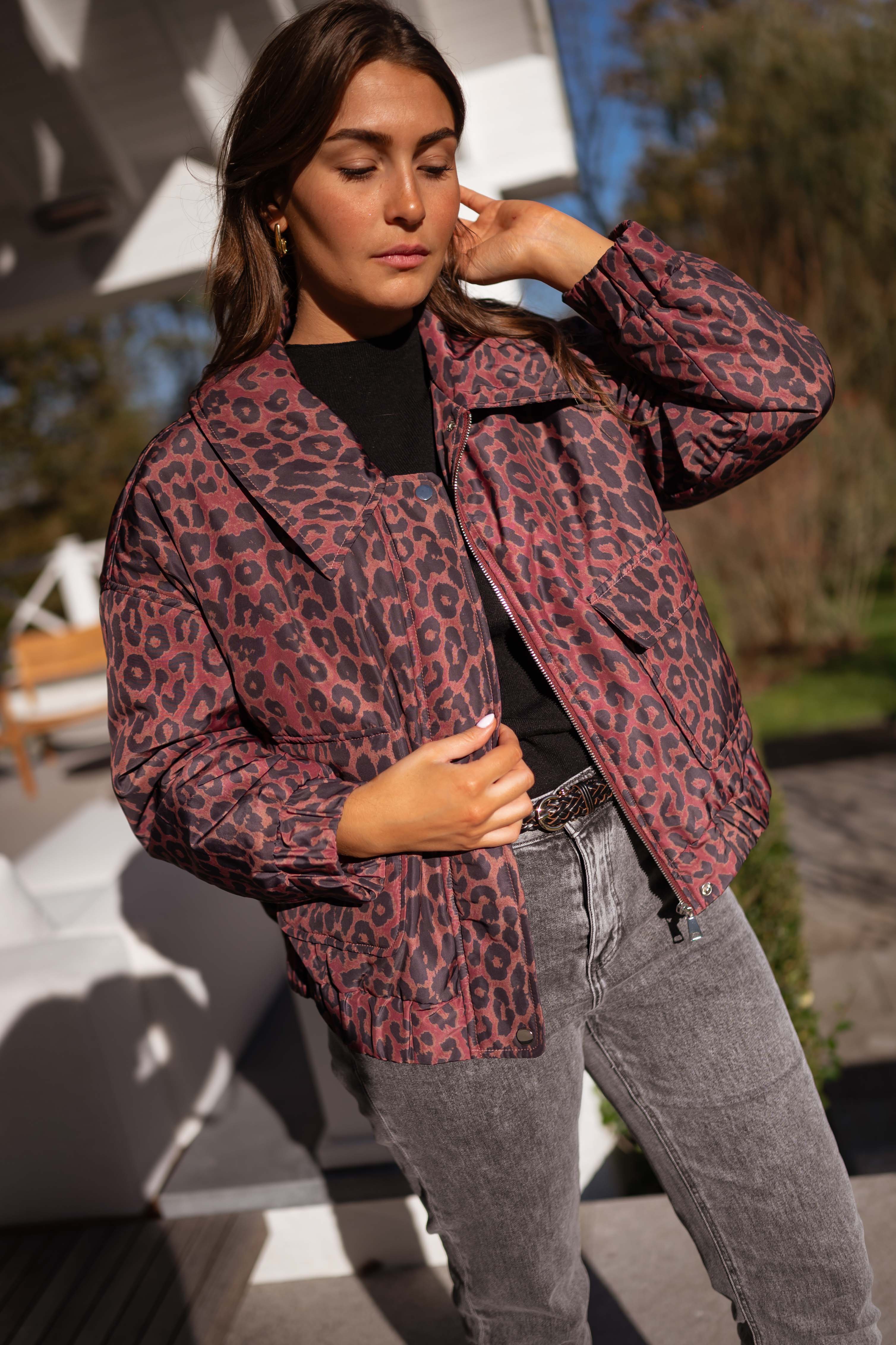 Burgundy Leopard Thelma Jacket - Image 2