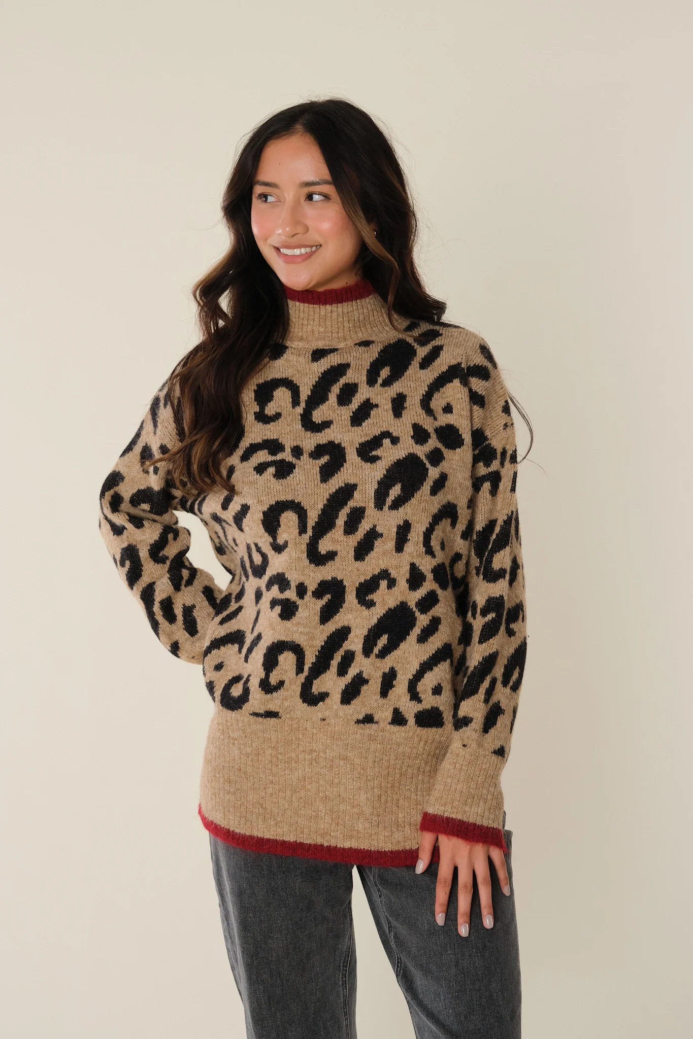 Camel Leopard Poly Sweater - Image 10