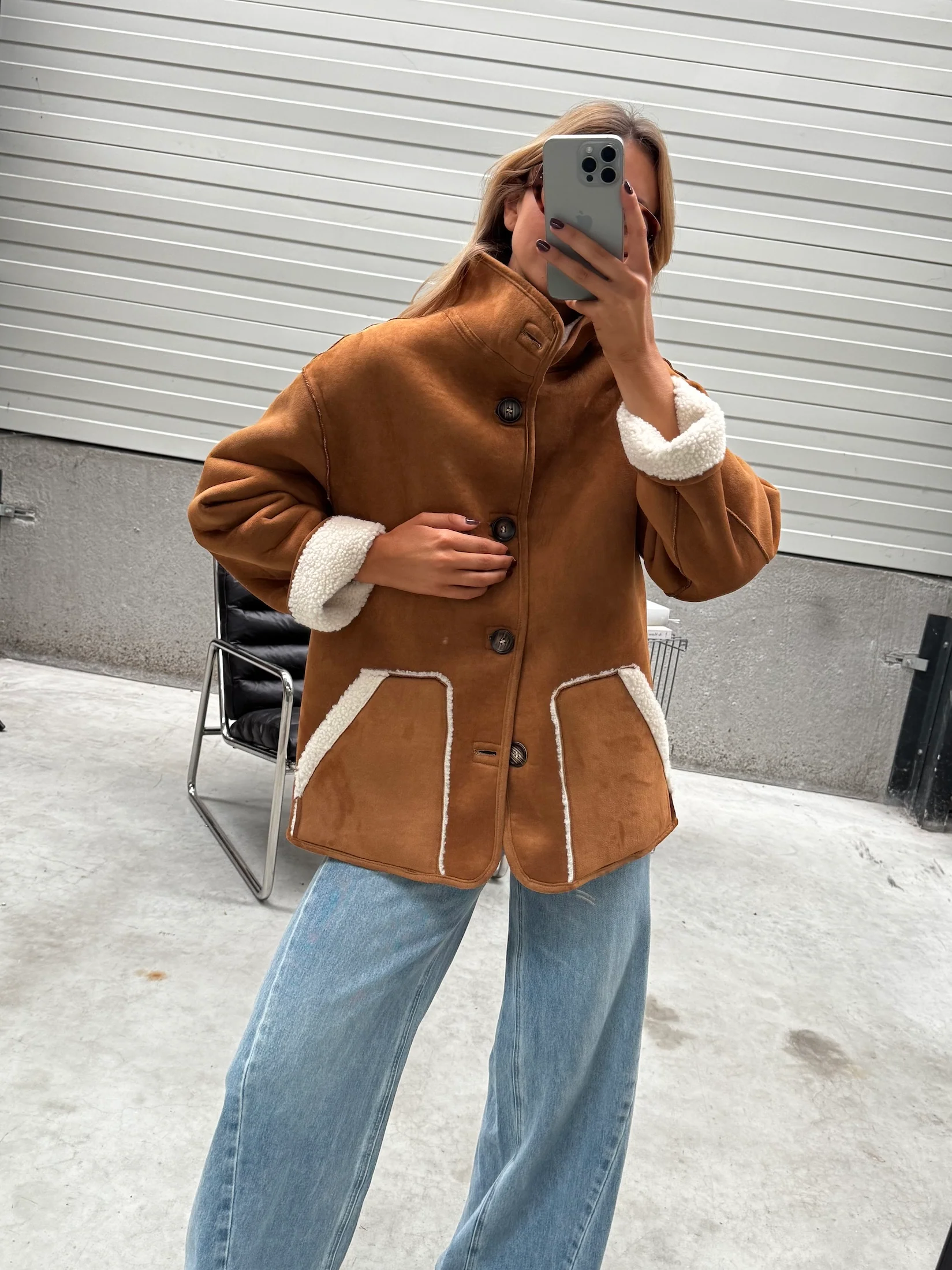 Camel Shearling Ninho Coat - Image 17