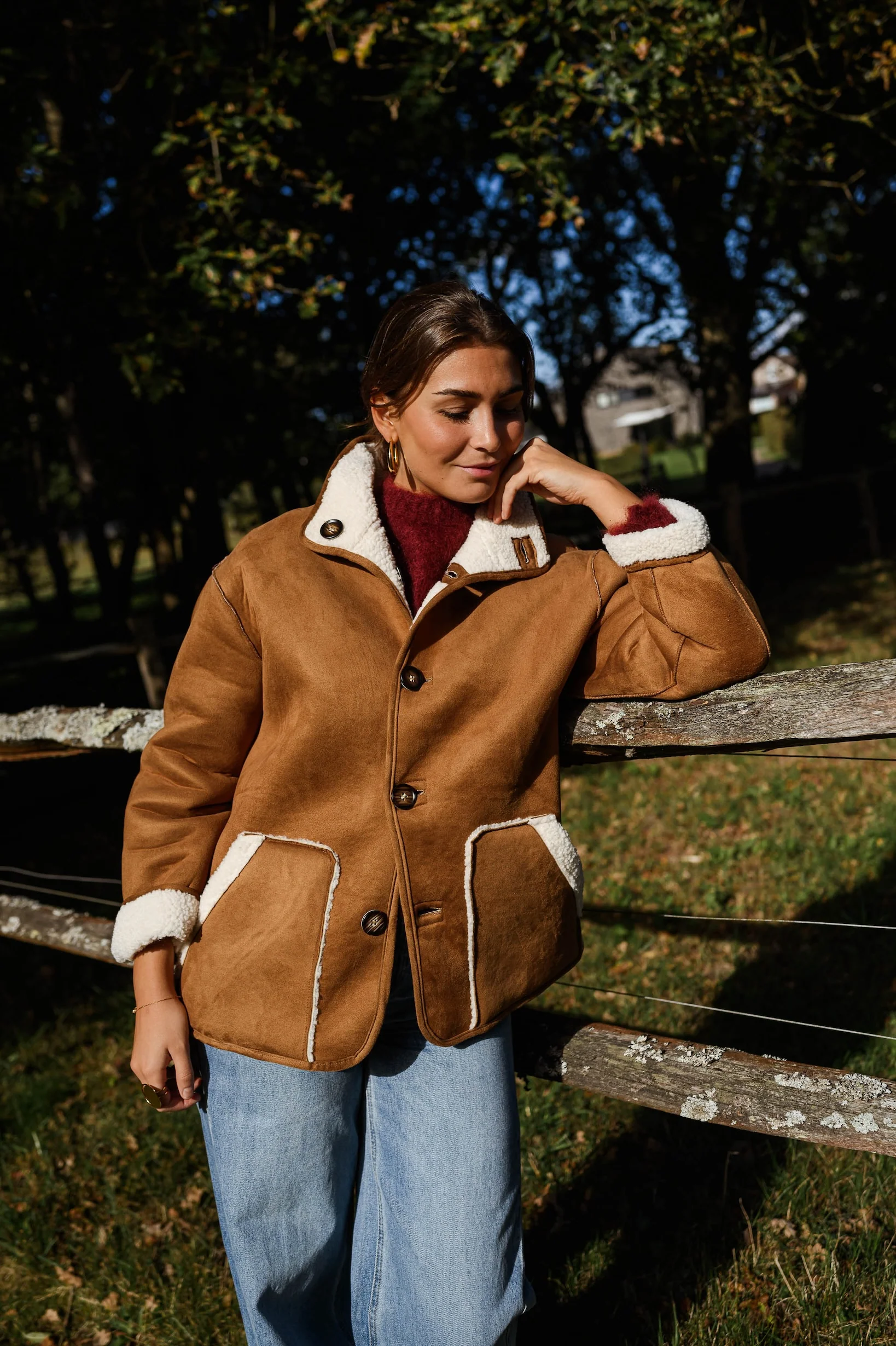 Camel Shearling Ninho Coat - Image 5