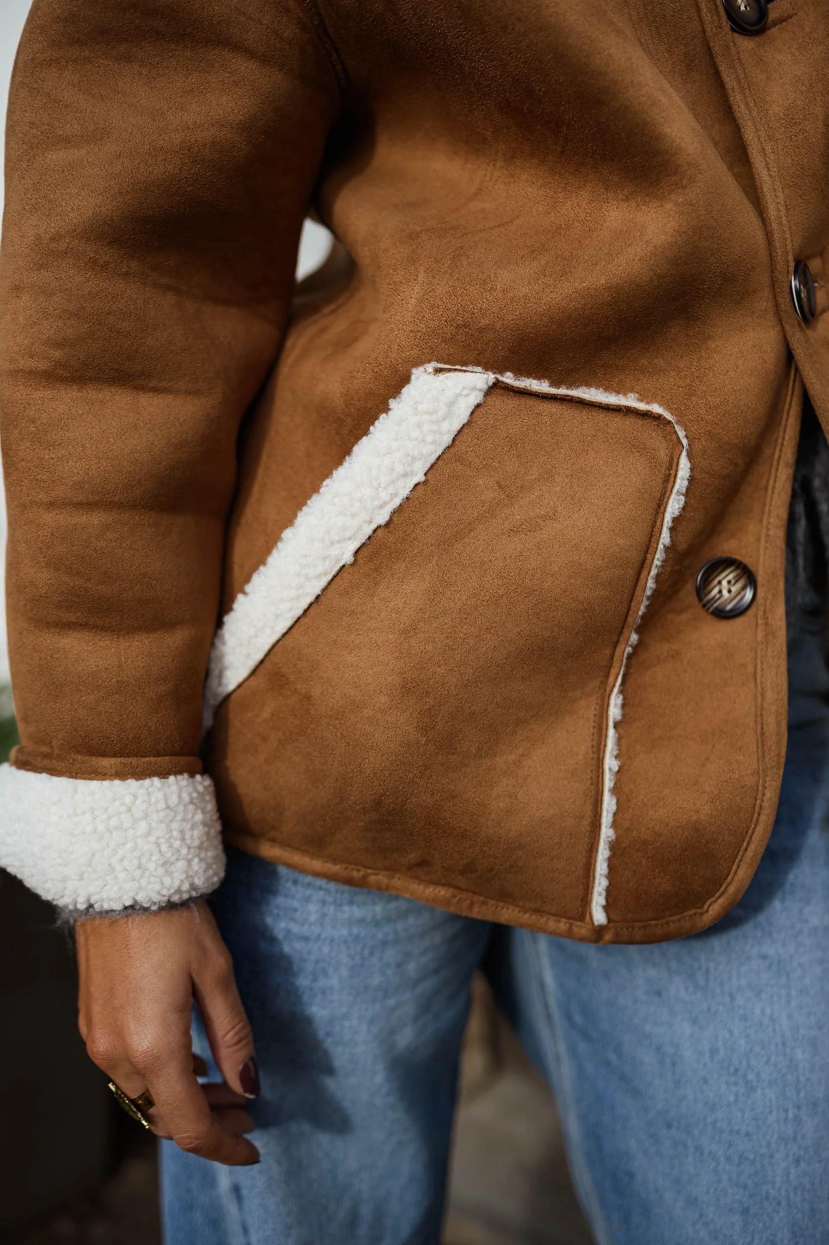 Camel Shearling Ninho Coat - Image 7