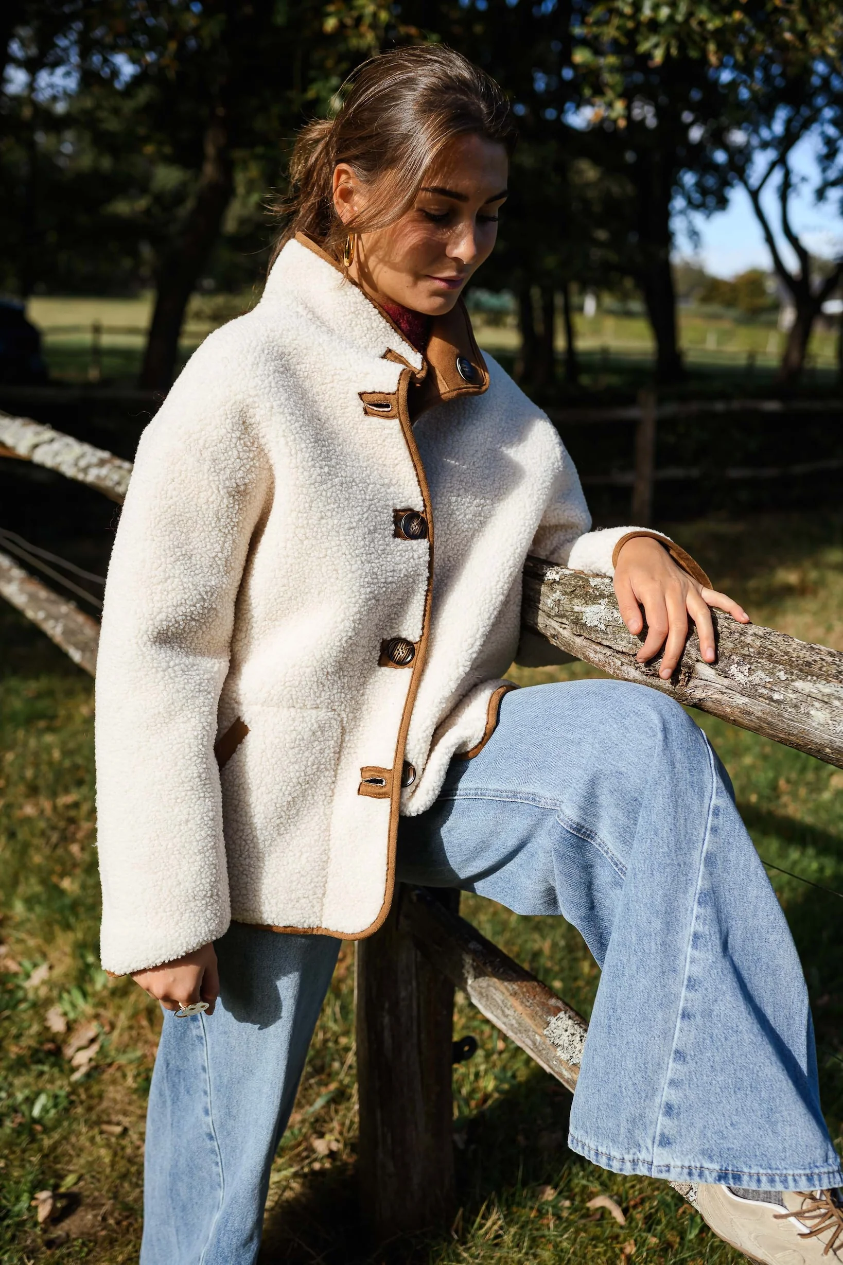 Camel Shearling Ninho Coat - Image 8