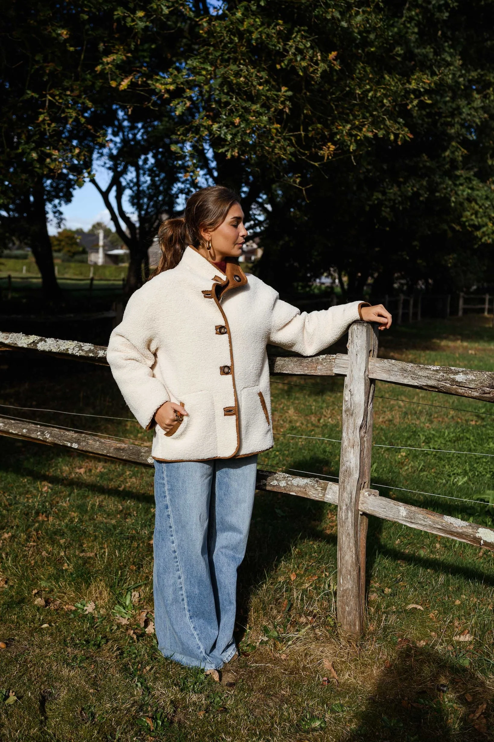 Camel Shearling Ninho Coat - Image 9