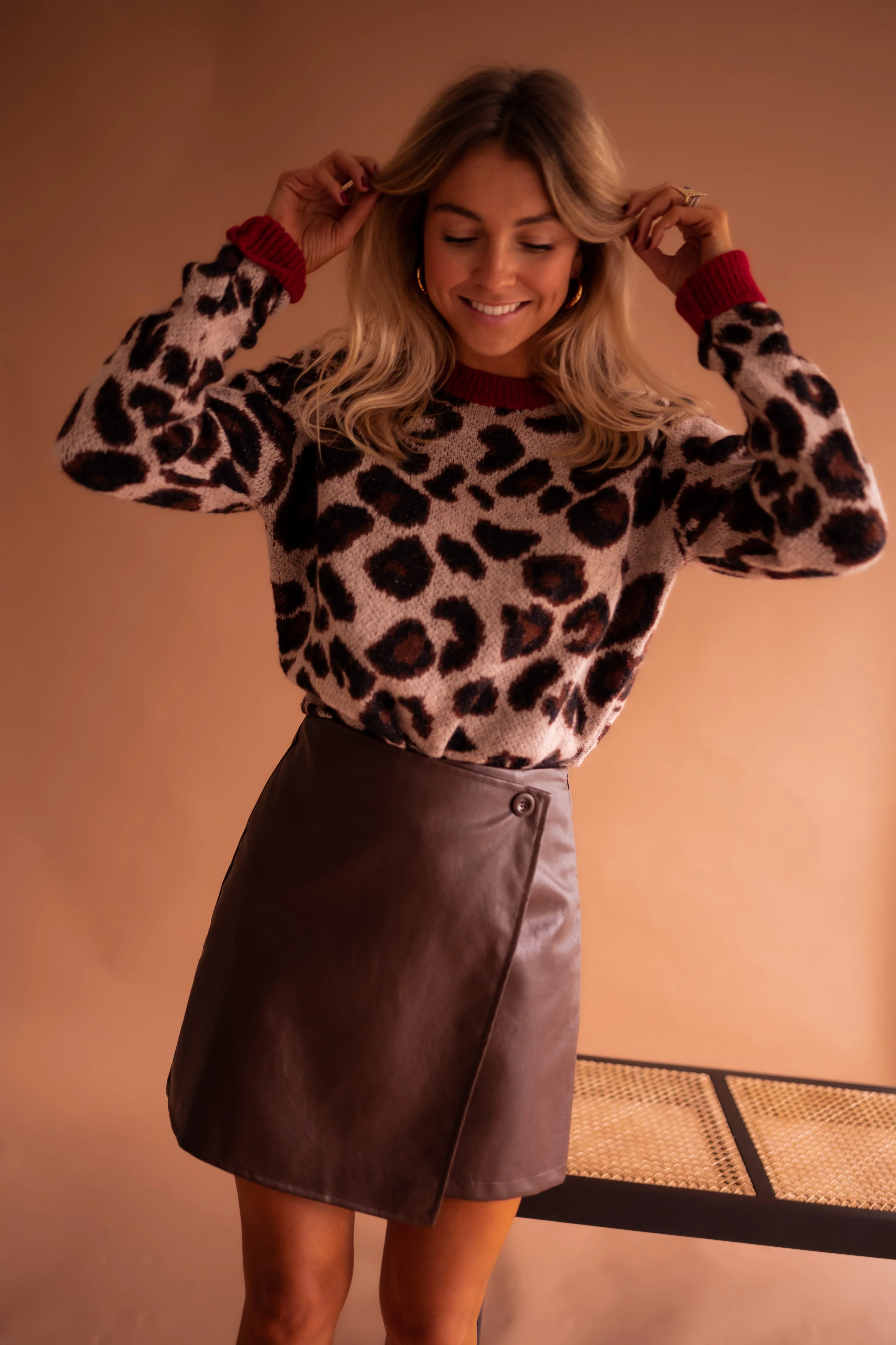 Chocolate Faux Leather Maeva Skirt - Image 2