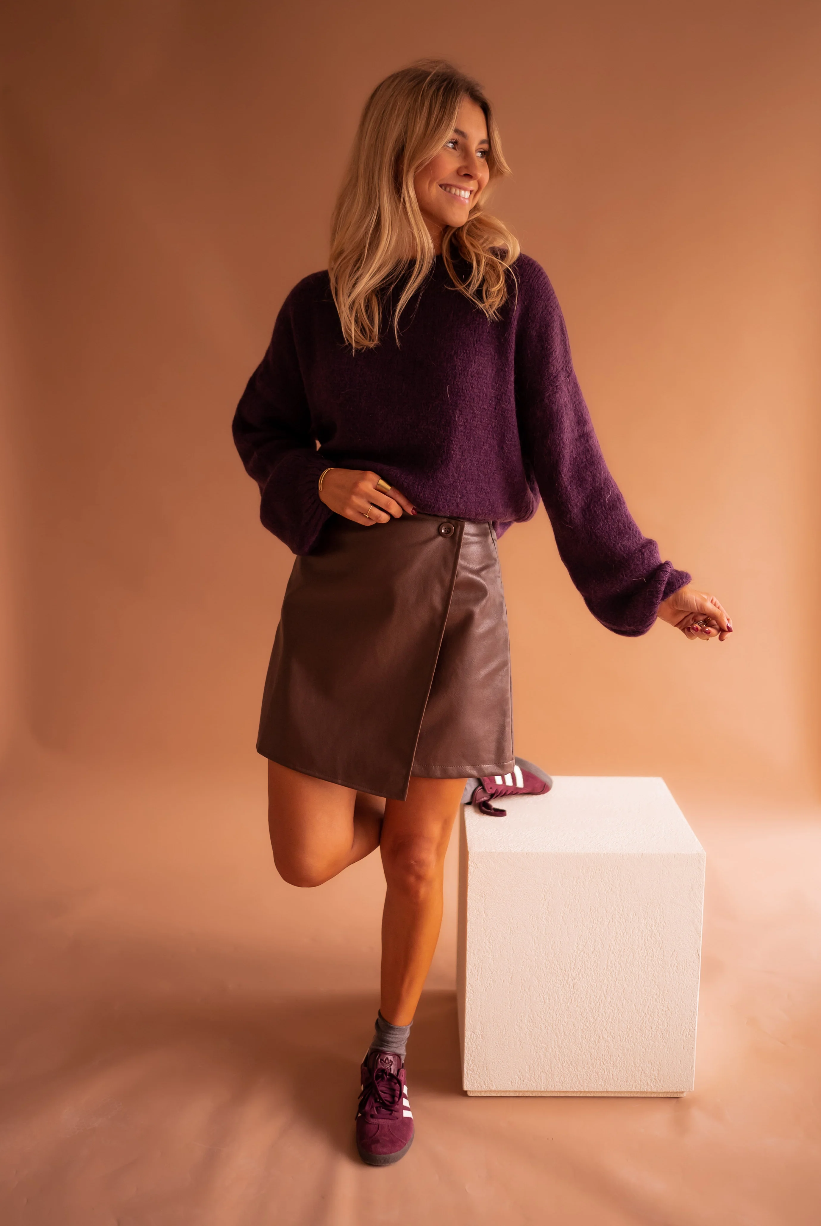 Chocolate Faux Leather Maeva Skirt - Image 4