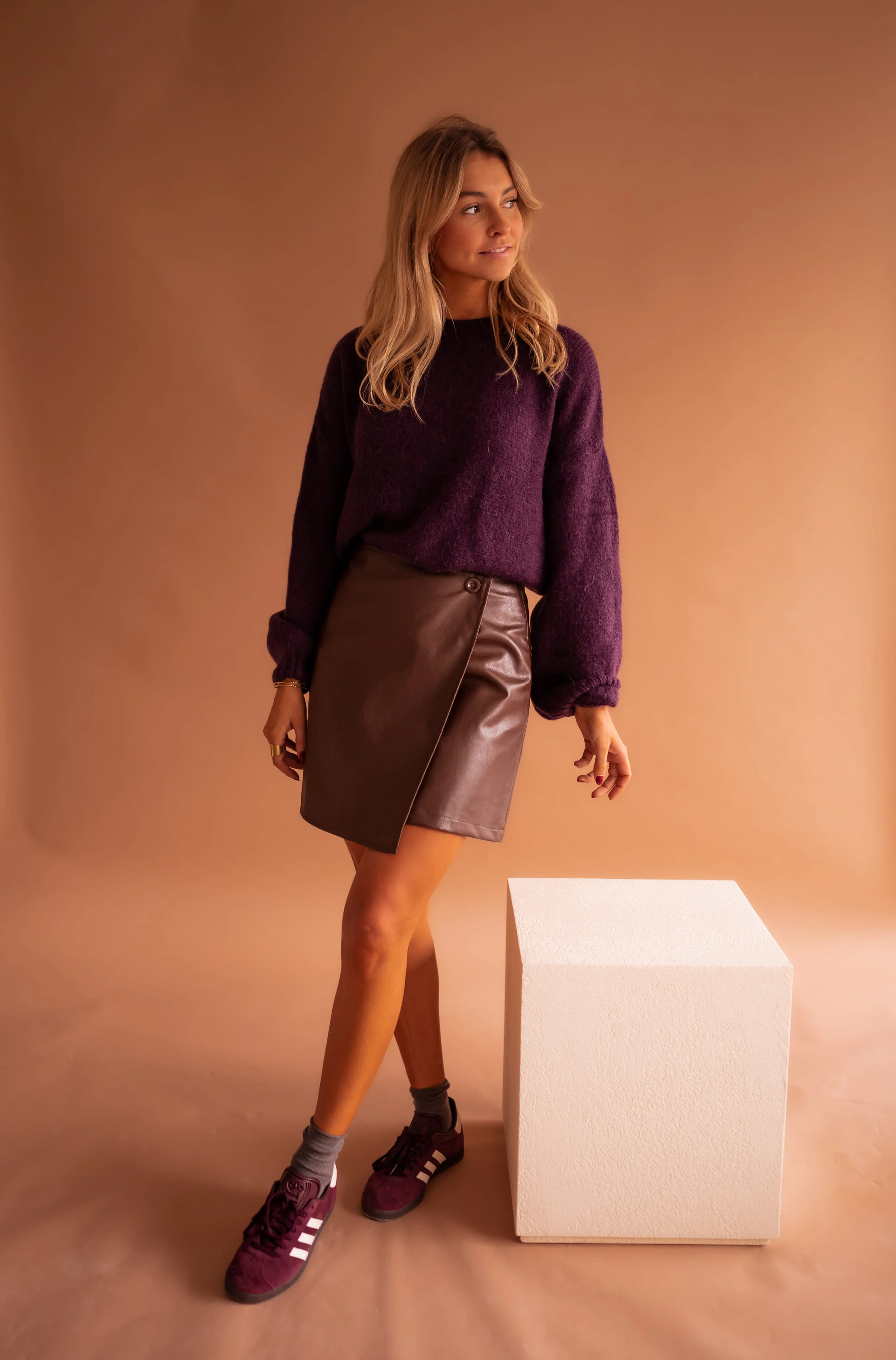 Chocolate Faux Leather Maeva Skirt - Image 7