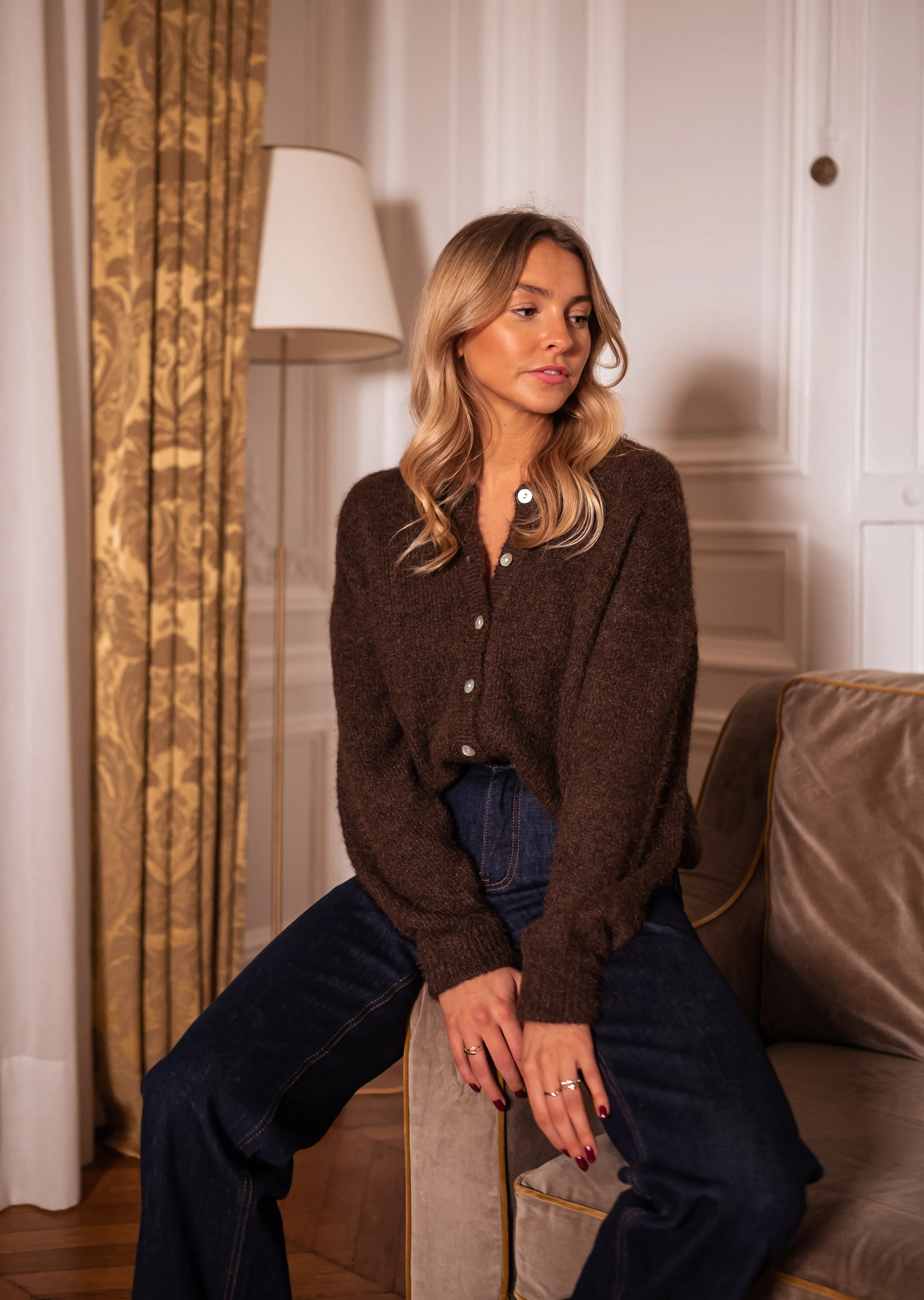 Chocolate Harris Cardigan - Image 5