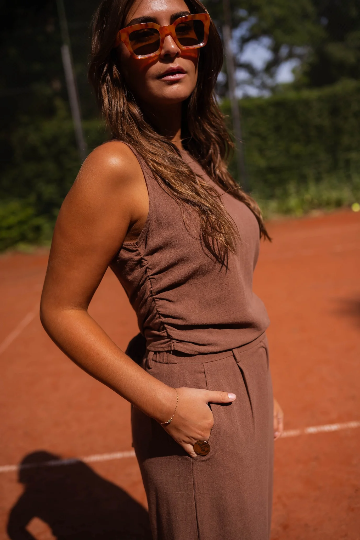 Chocolate Noelie Linen Top - Image 8