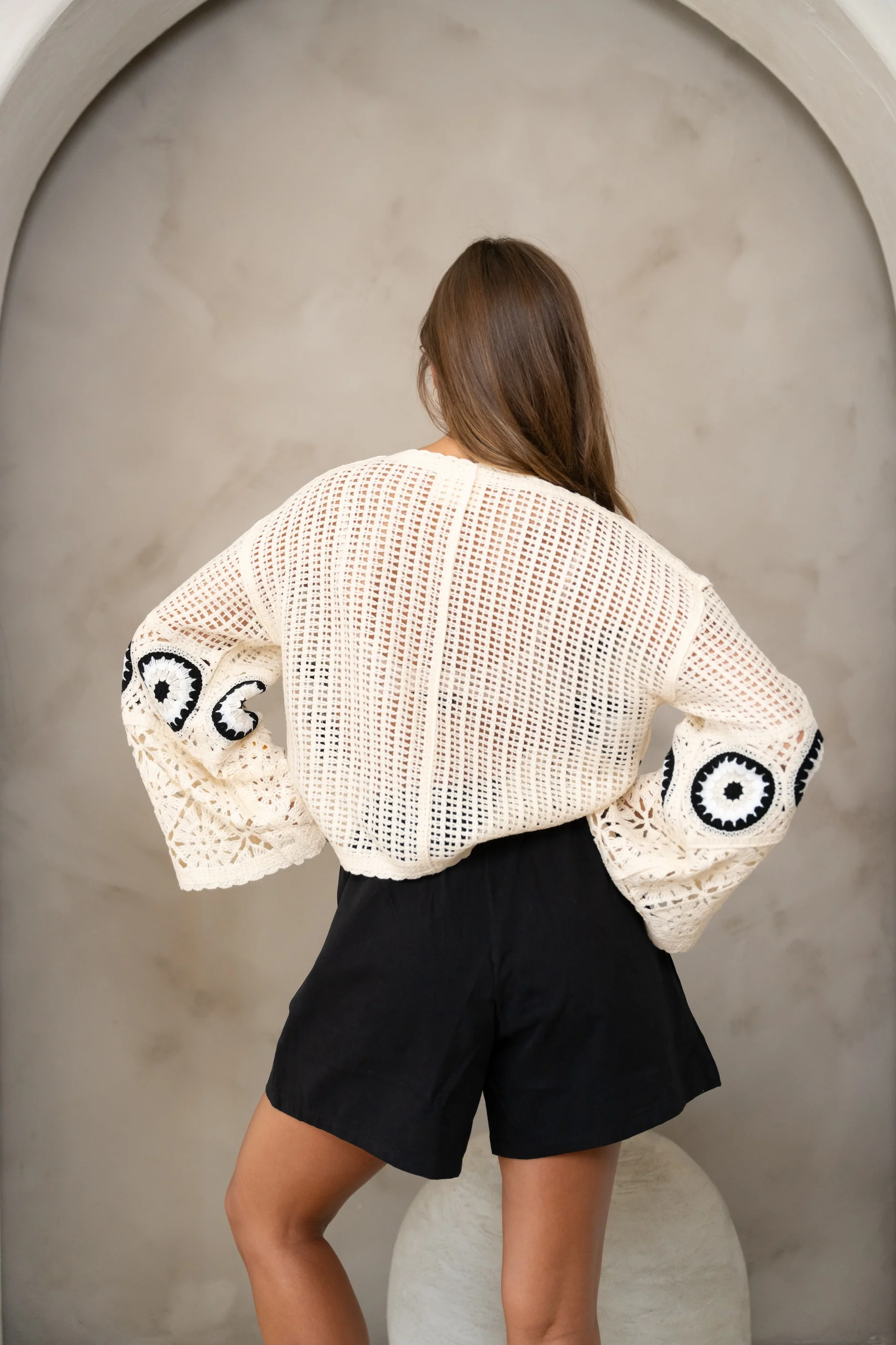 Ecru and Black Crochet Nael Blouse - Image 4