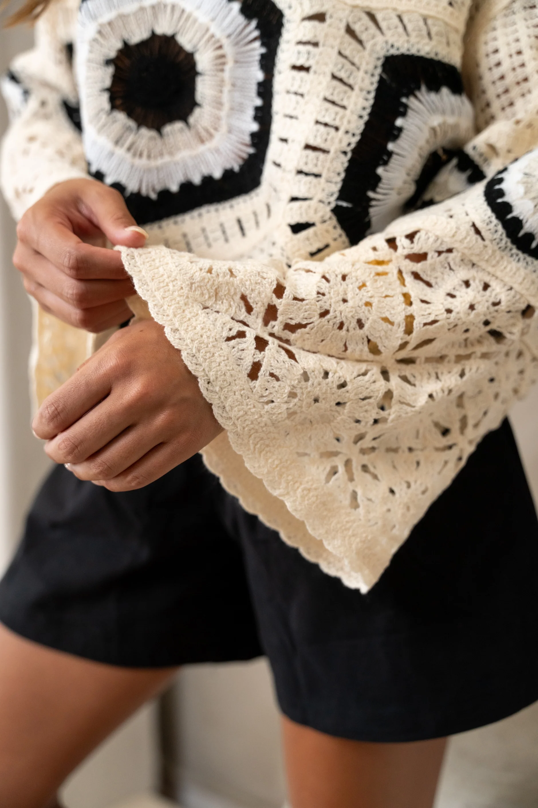 Ecru and Black Crochet Nael Blouse - Image 6