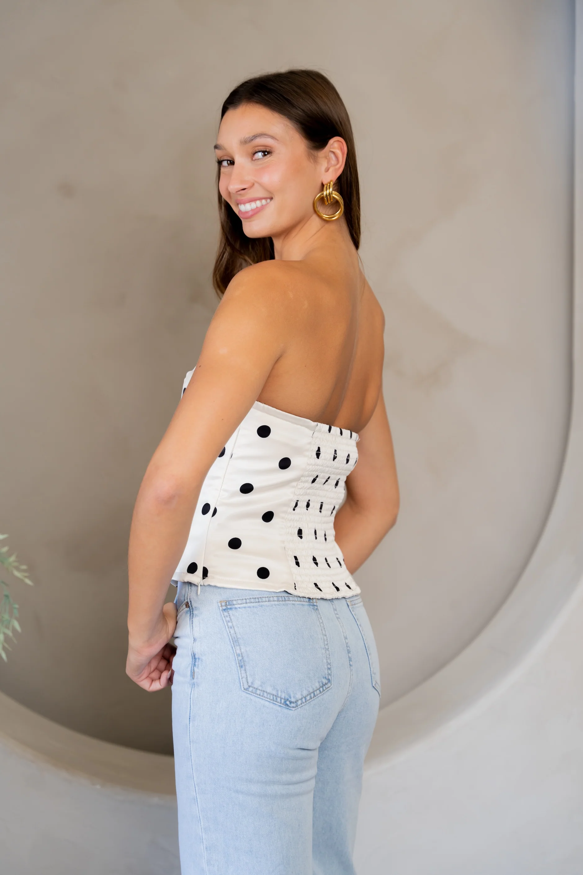 Ecru Polka Dots Martial Top - Image 12