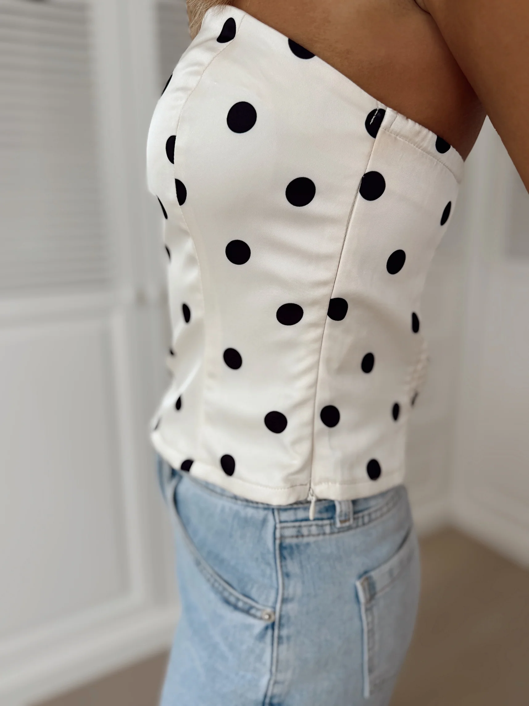 Ecru Polka Dots Martial Top - Image 5