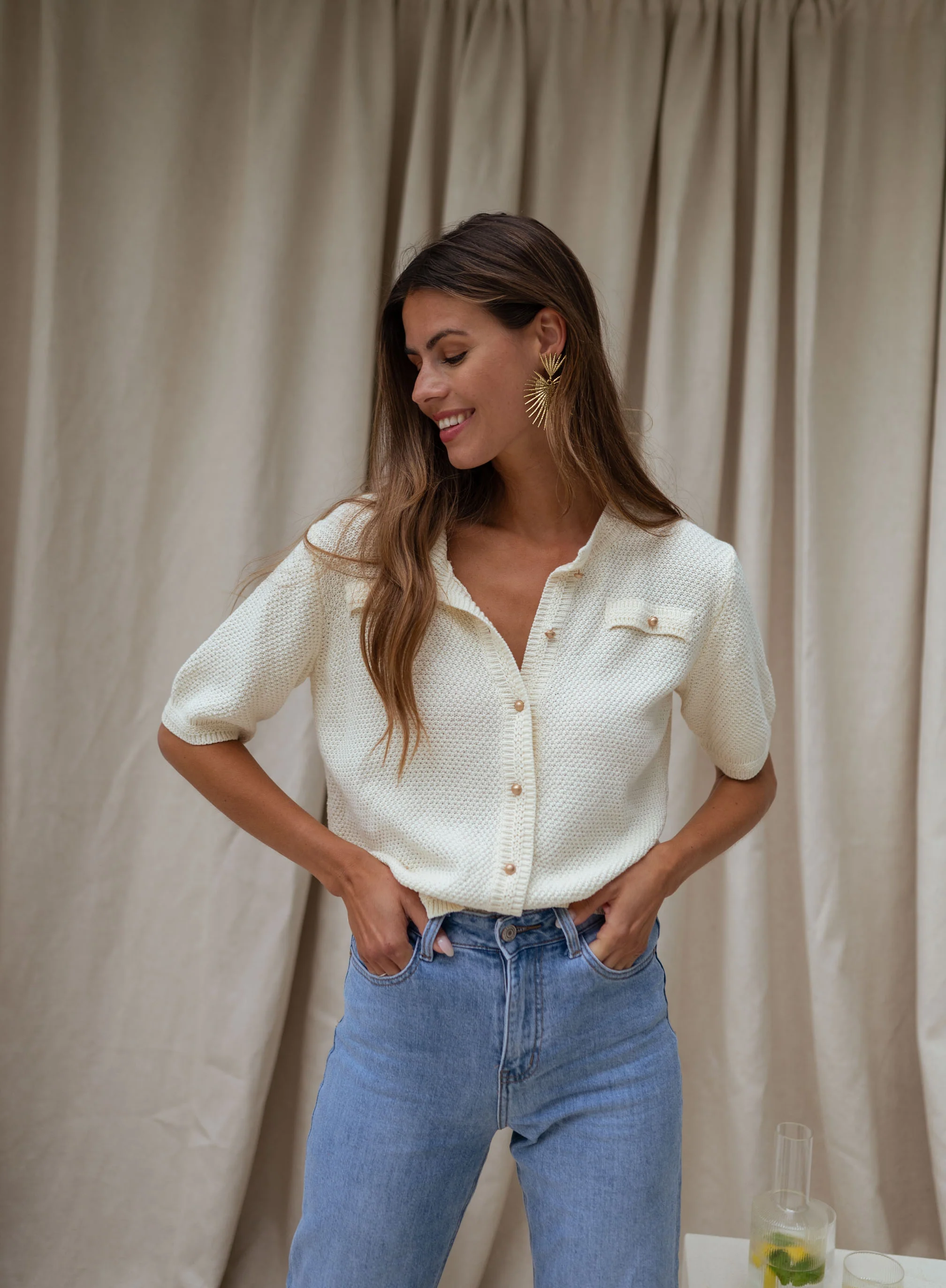Ecru Sophie Short Sleeve Sweater - Image 9