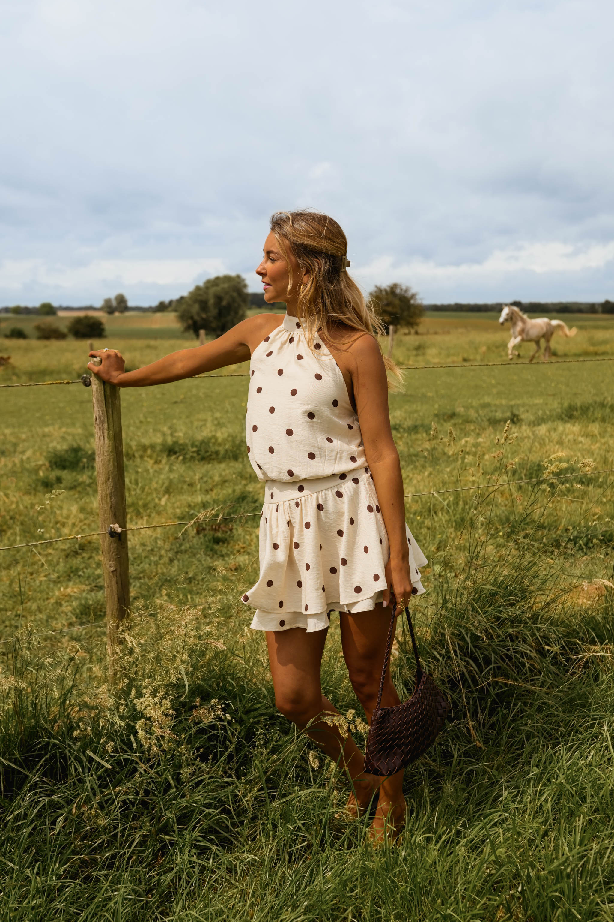 Ecru With Chocolate Polka Dots Selena Dress - Image 11