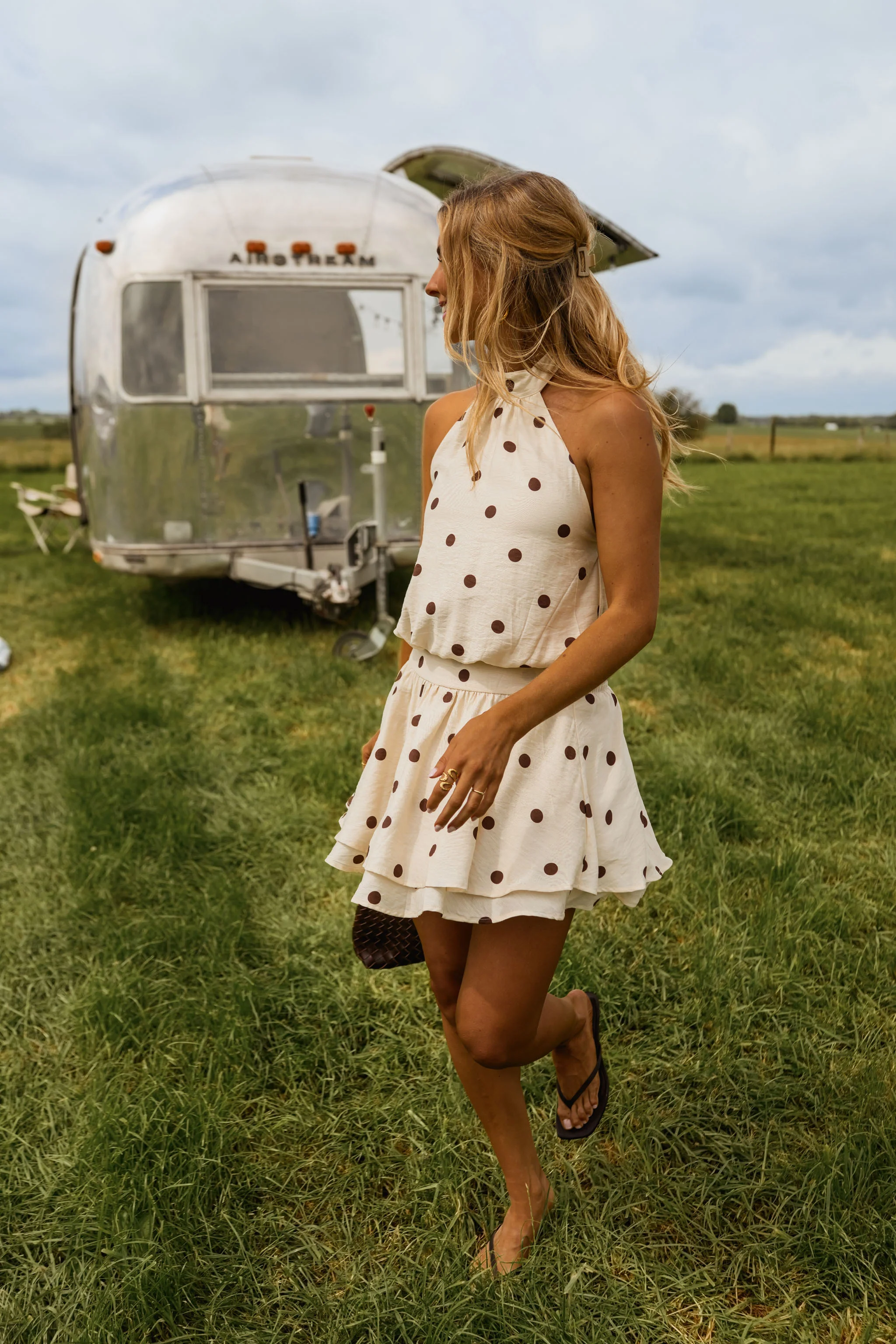 Ecru With Chocolate Polka Dots Selena Dress - Image 13