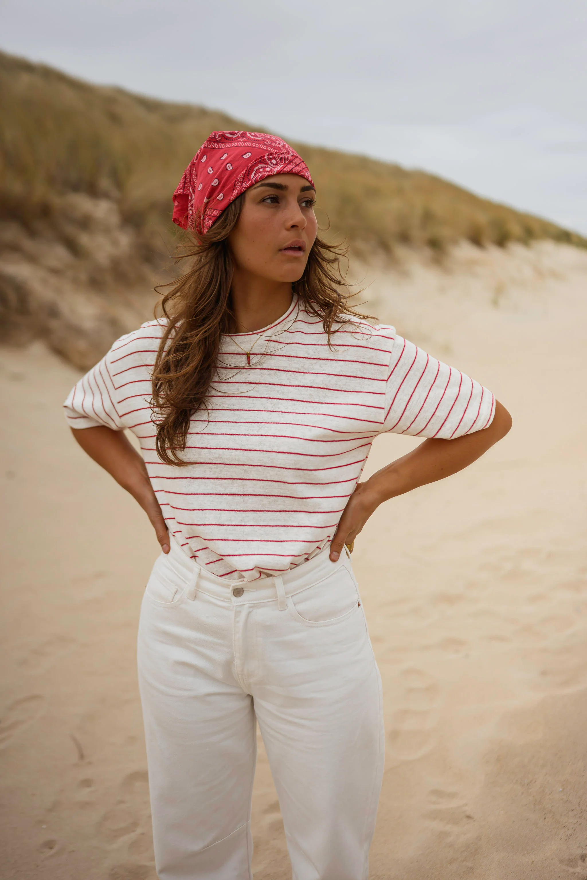 Ecru With Red Stripes Emmy T-Shirt - Image 9