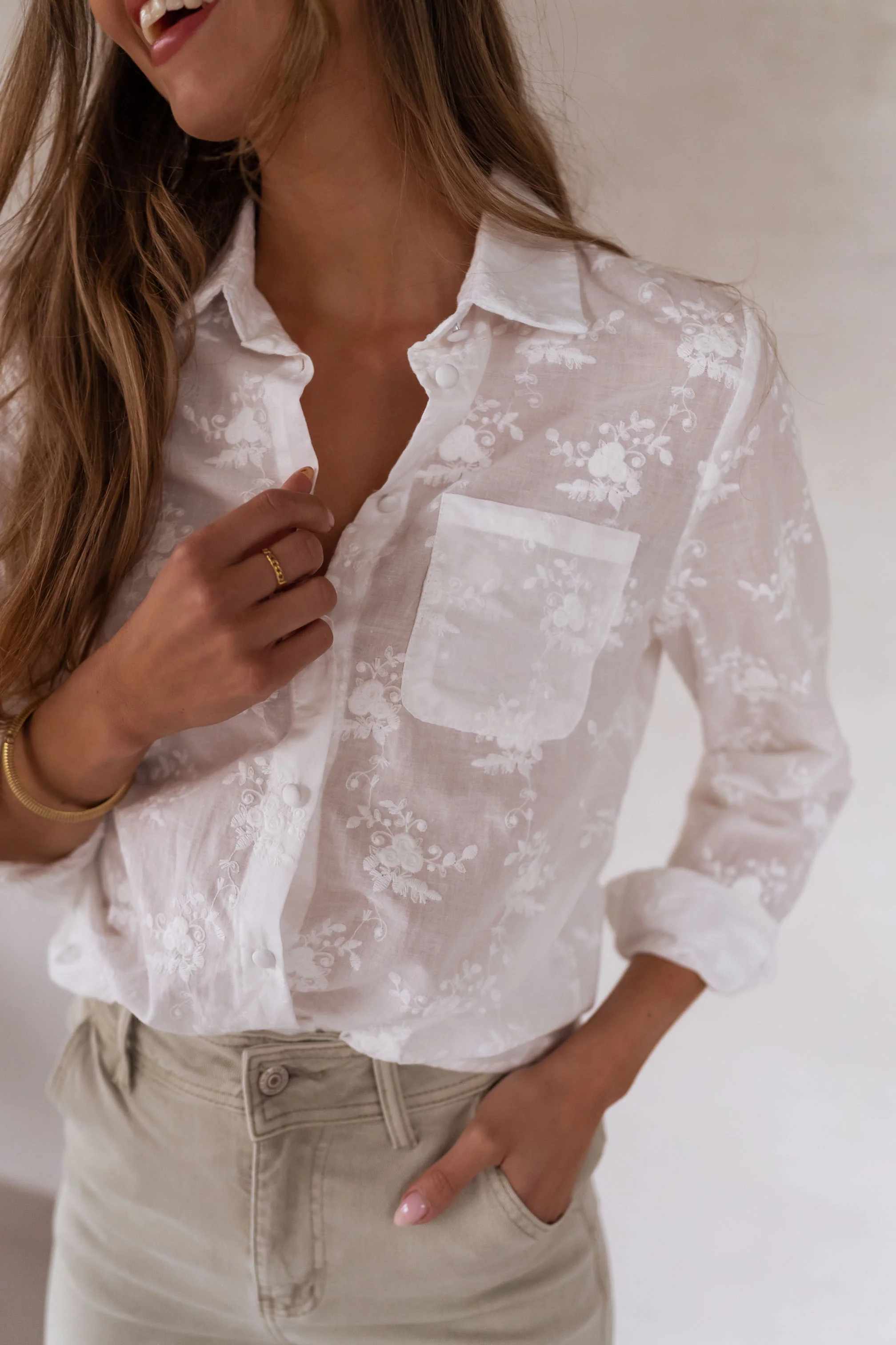 Embroidered Ecru Mellie Shirt - Image 5