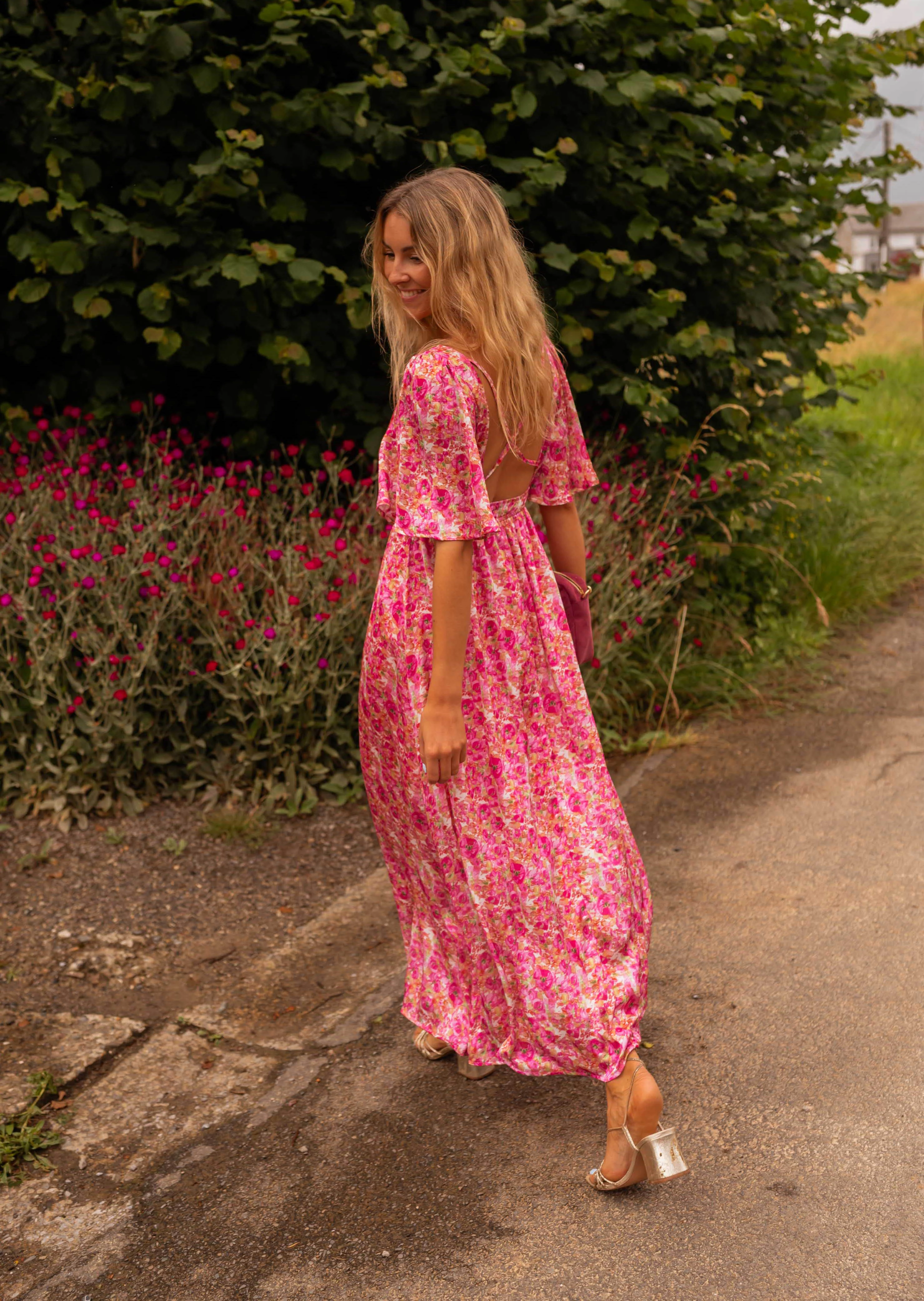 Floral Pink Daphne Dress - Image 7