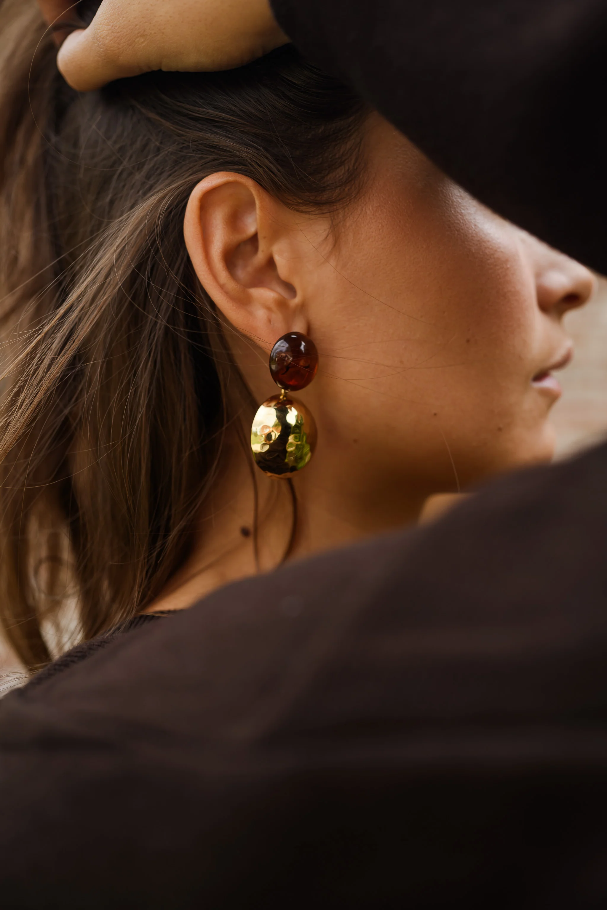 Golden and Brown Joal Earrings - Image 3
