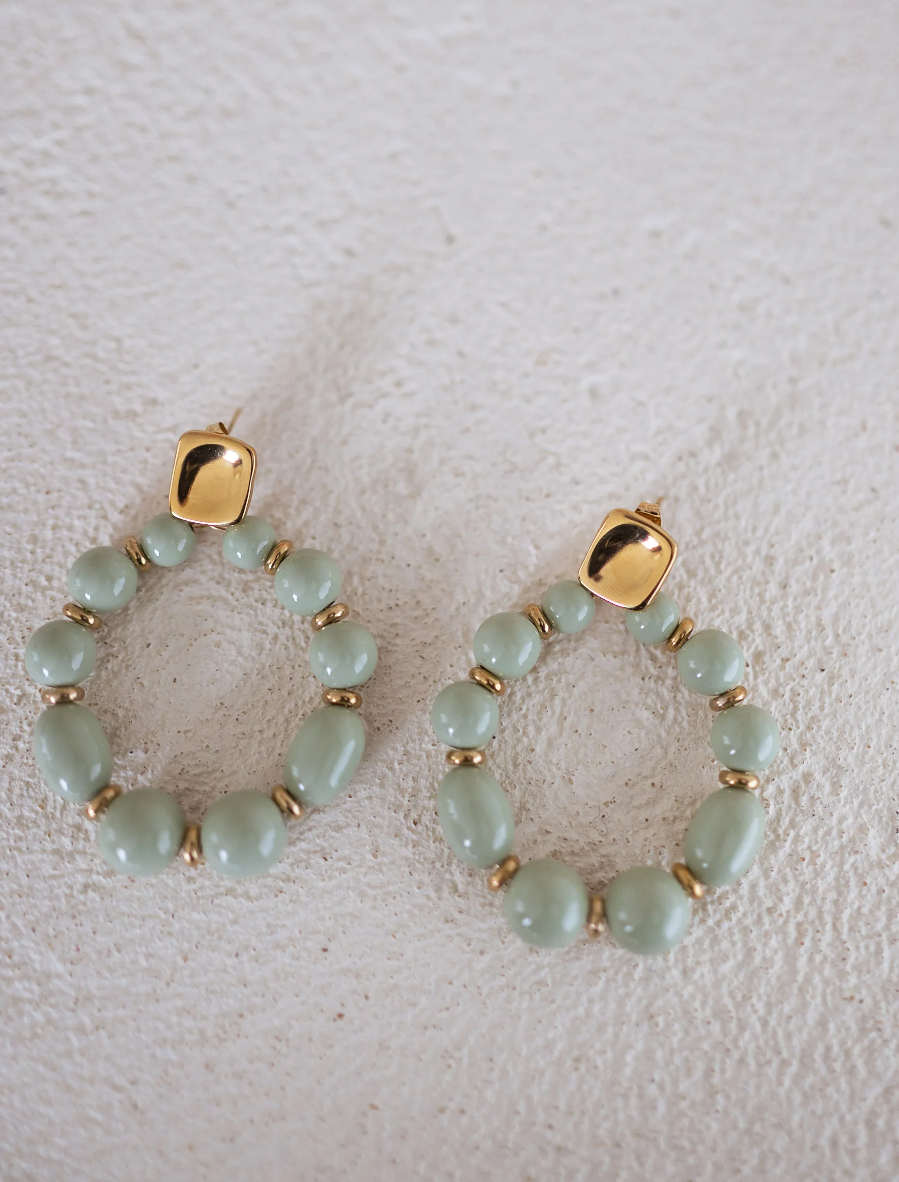 Golden and Green Loda Earrings - Image 2