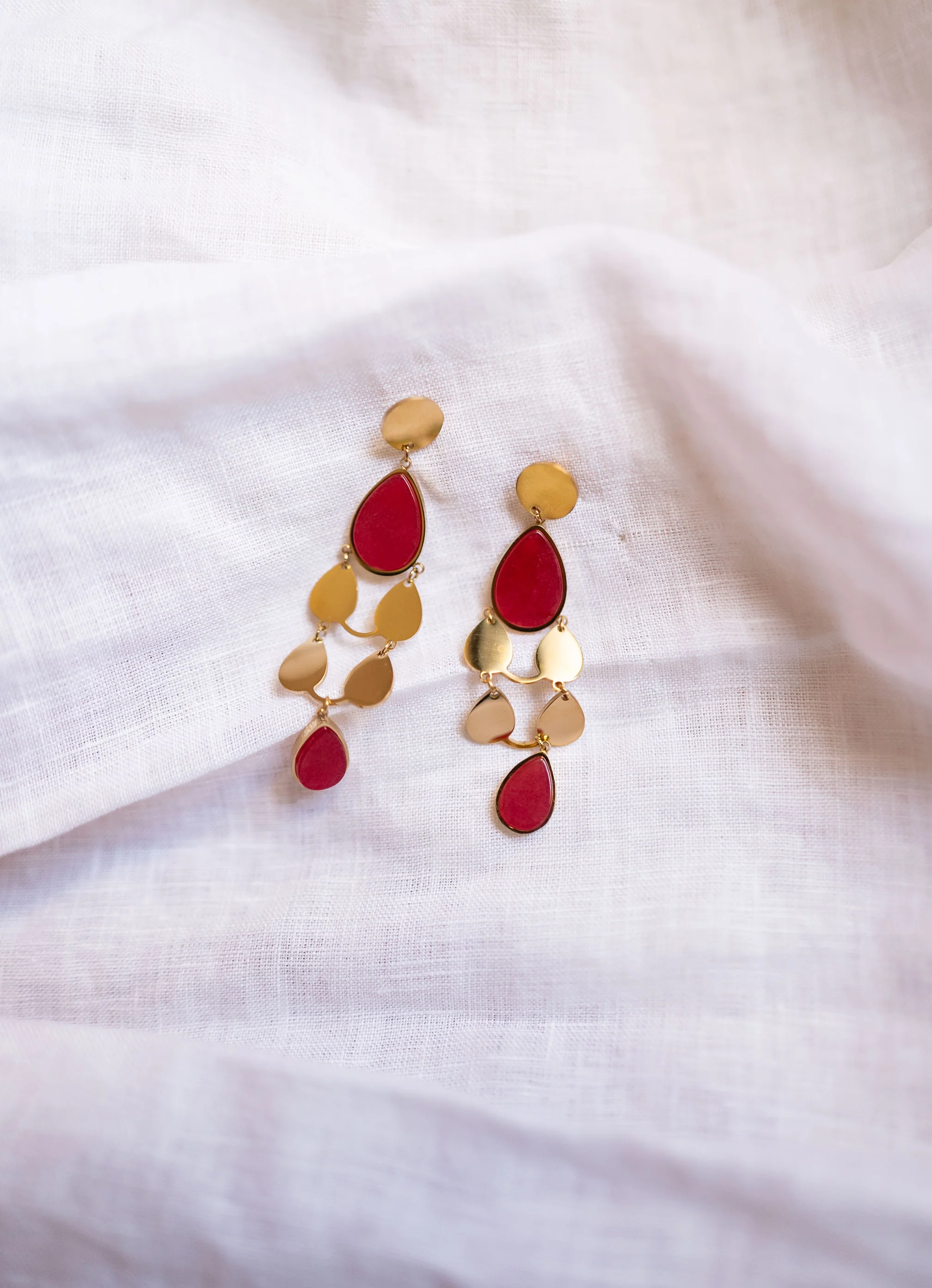 Golden and Pink Noan Earrings - Image 3
