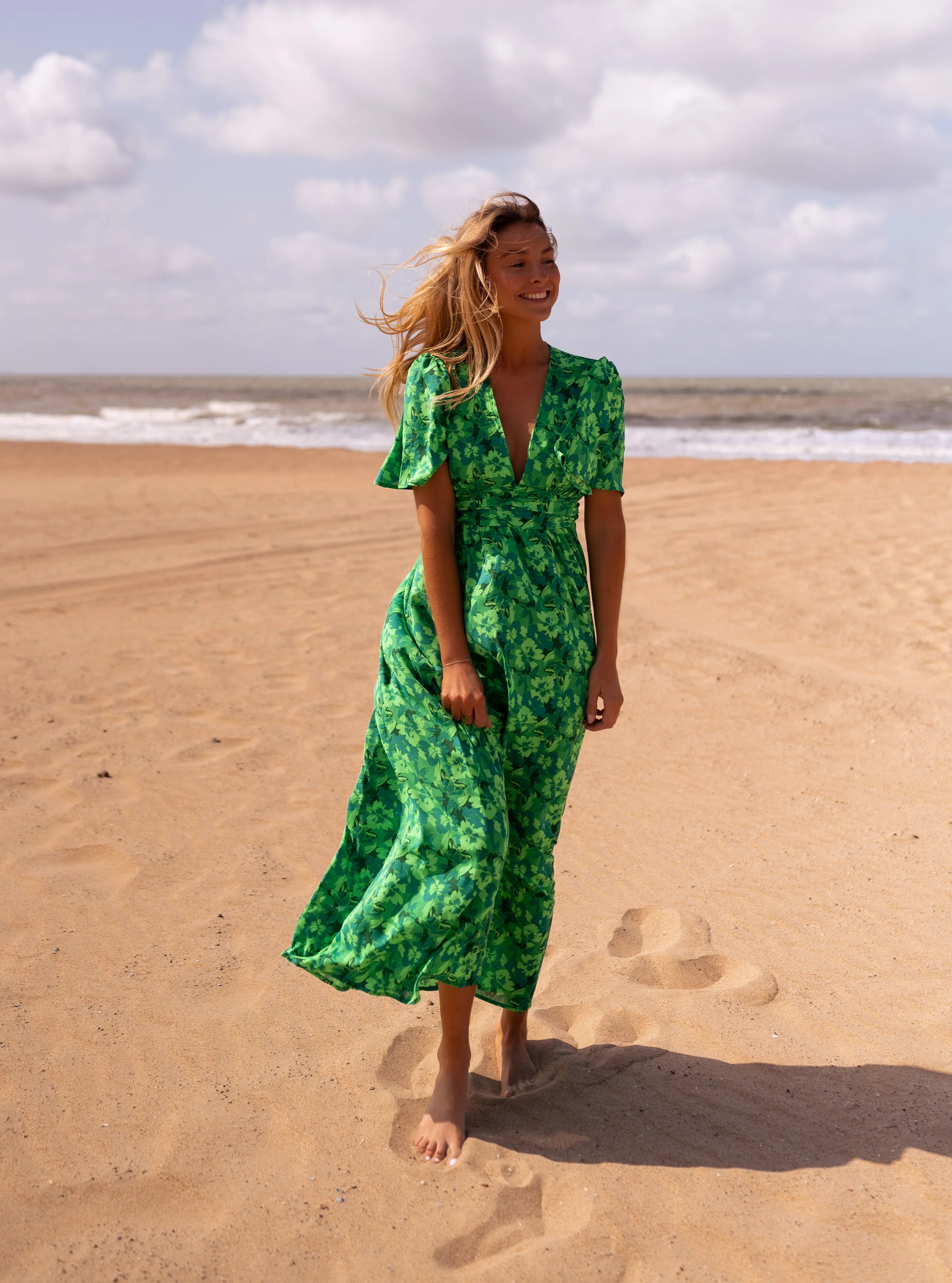 Green Patterned Tiphaine Dress - Image 3