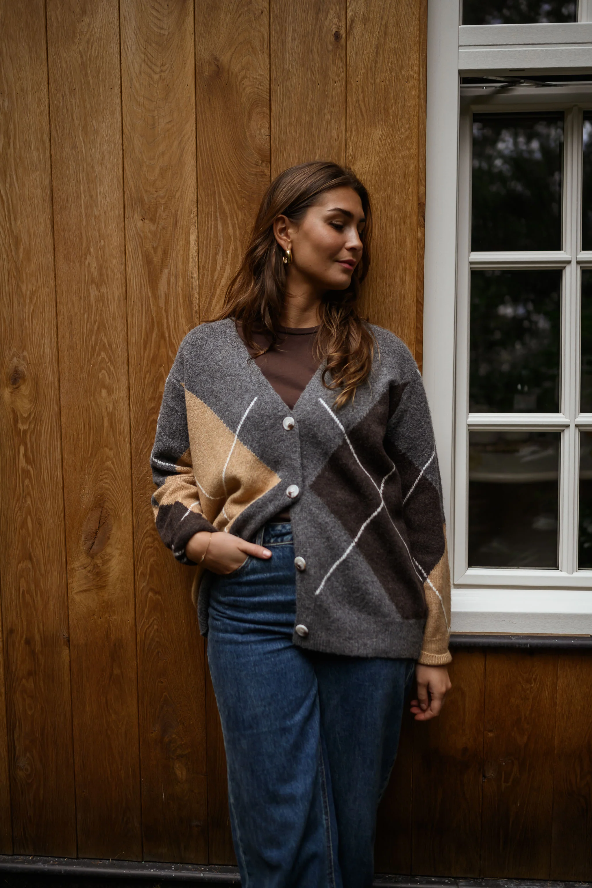 Grey Checkered Georgia Cardigan - Image 4