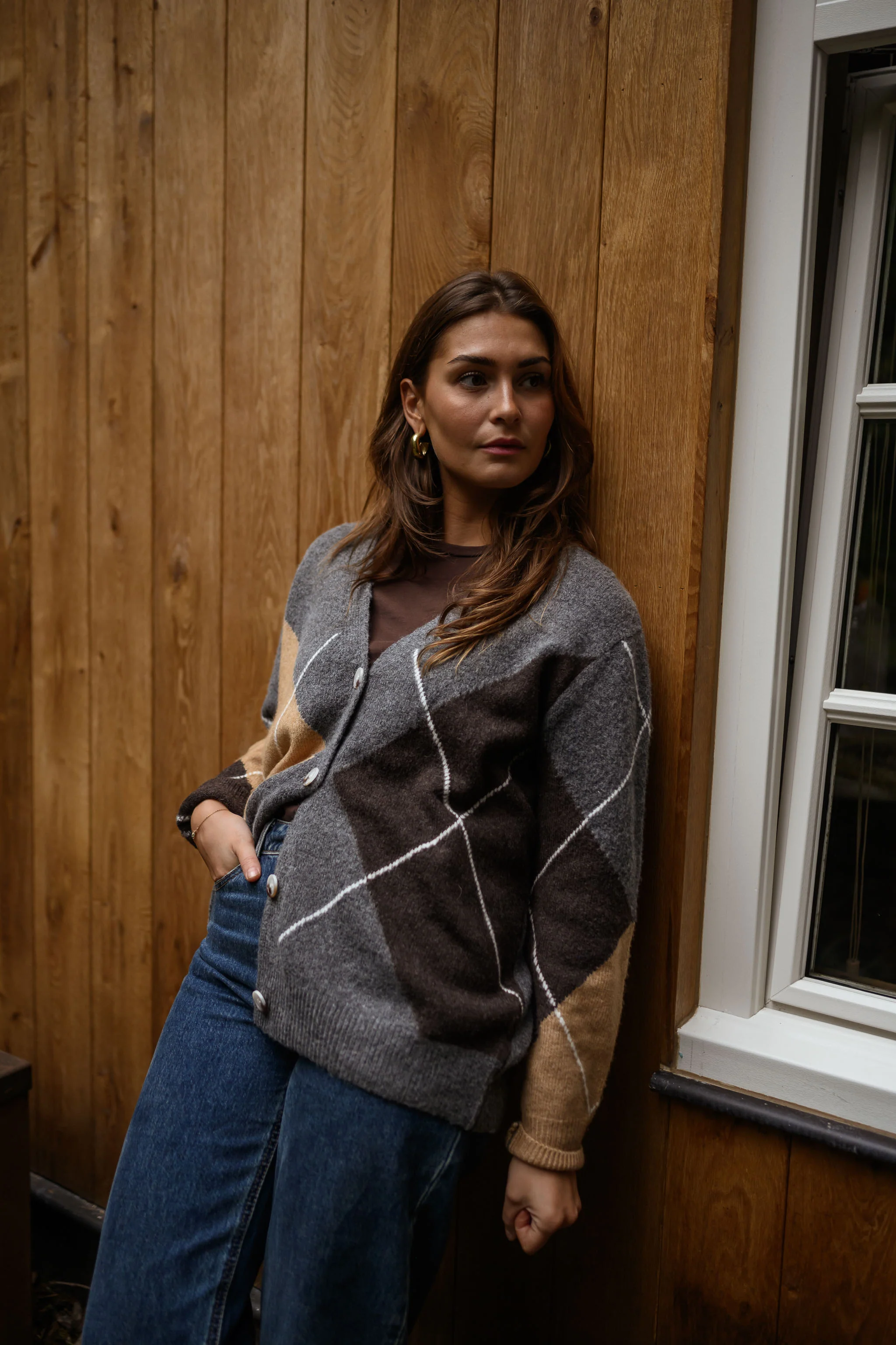 Grey Checkered Georgia Cardigan - Image 5