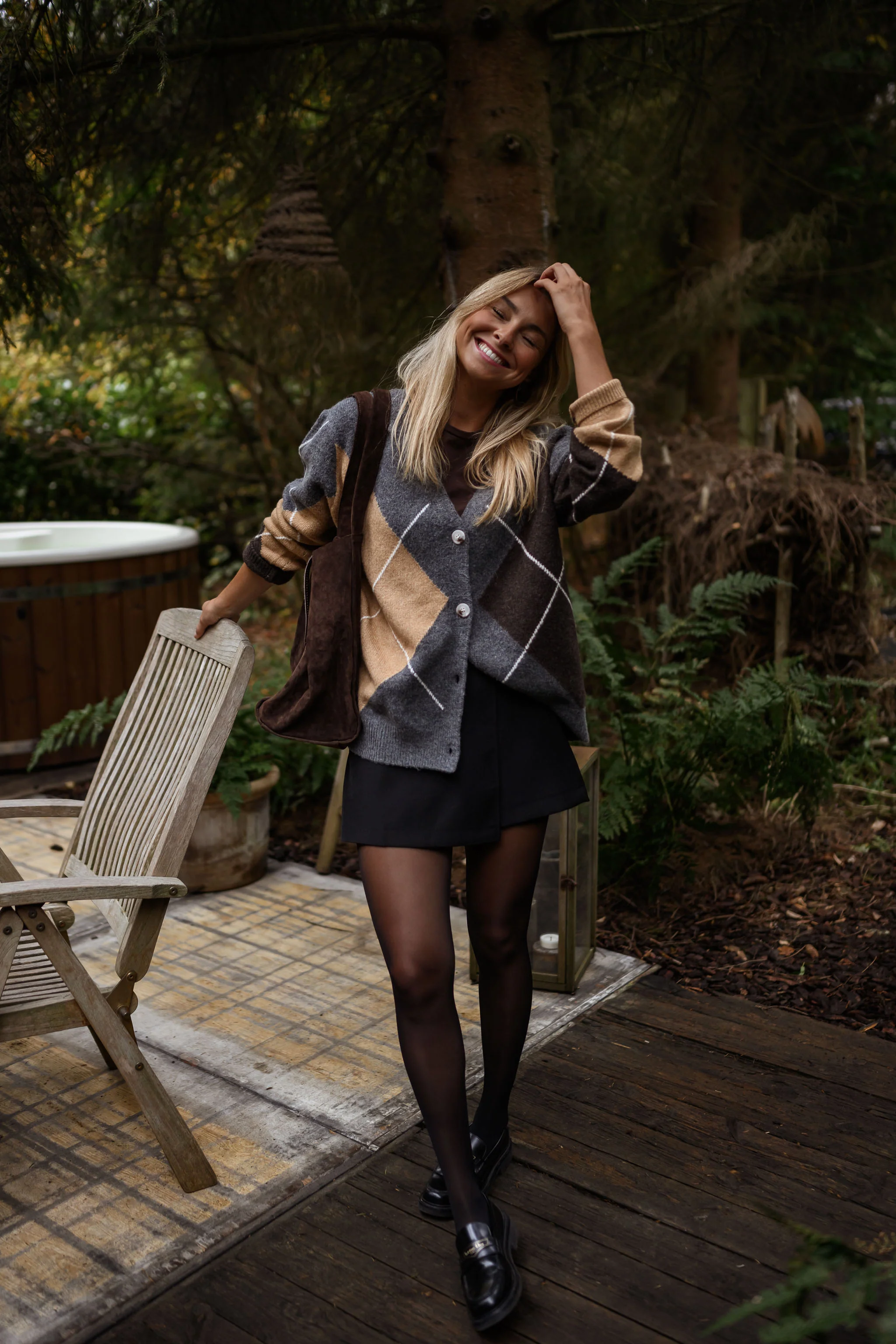 Grey Checkered Georgia Cardigan - Image 6