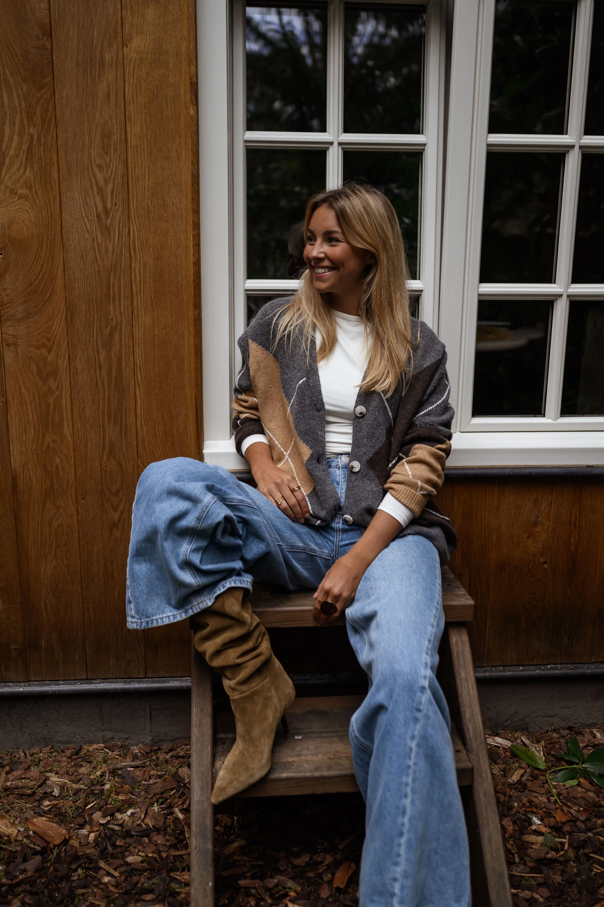 Grey Checkered Georgia Cardigan - Image 9
